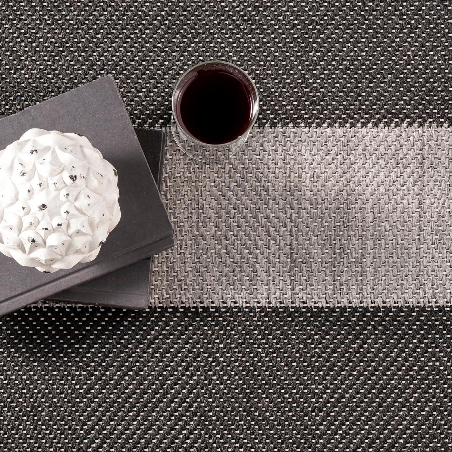 Nuloom Alexis Striped 2x3 Indoor/Outdoor Accent Rug for Living Room Patio Deck Front Porch Entryway Kitchen, Black/Light Grey