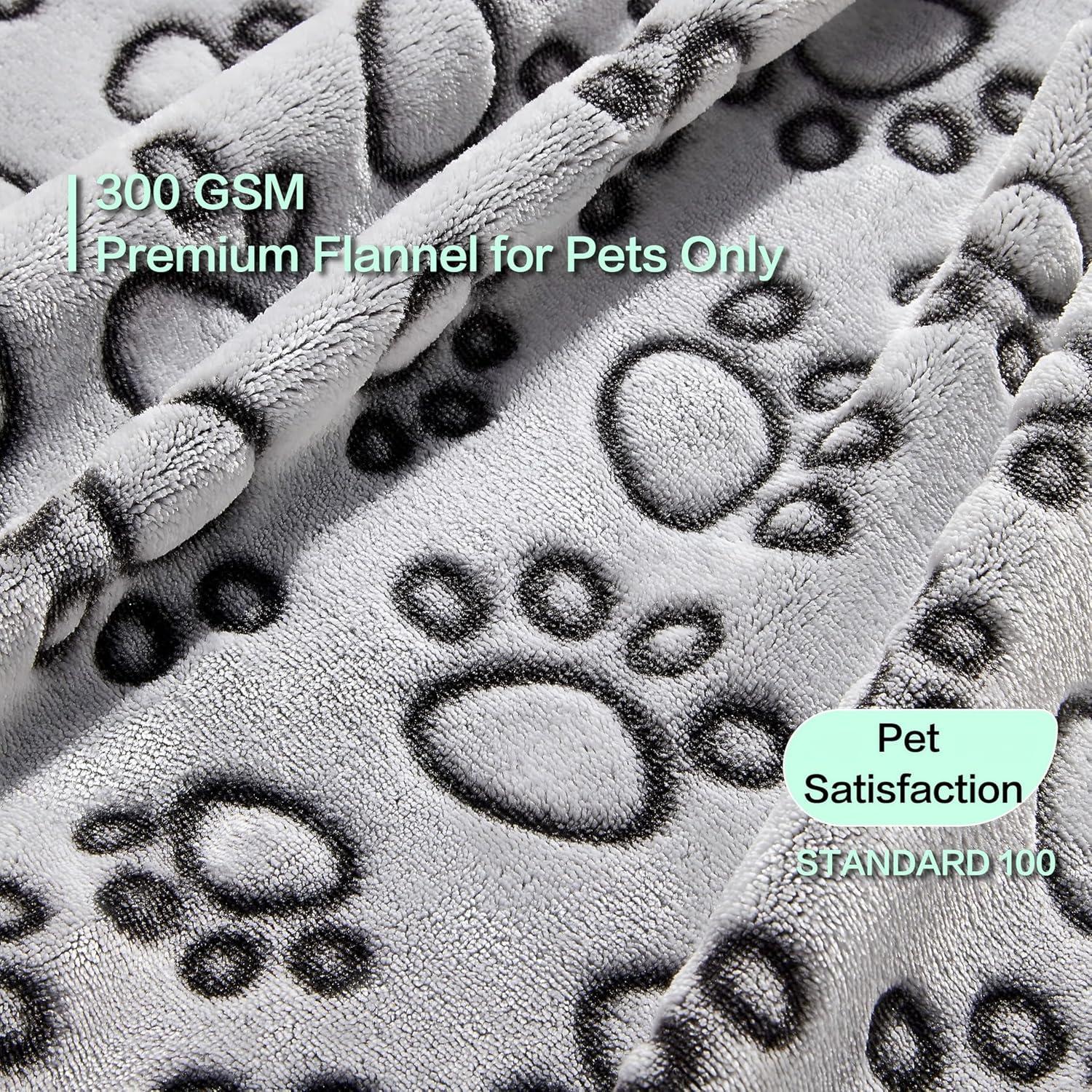 Stuffed Premium Soft Dog Blanket, with Flannel Grey Cute Paw Print, 24 * 32 inches, Cat Blanket Puppy Pads Supplies Dog Products Stuff Essentials C48