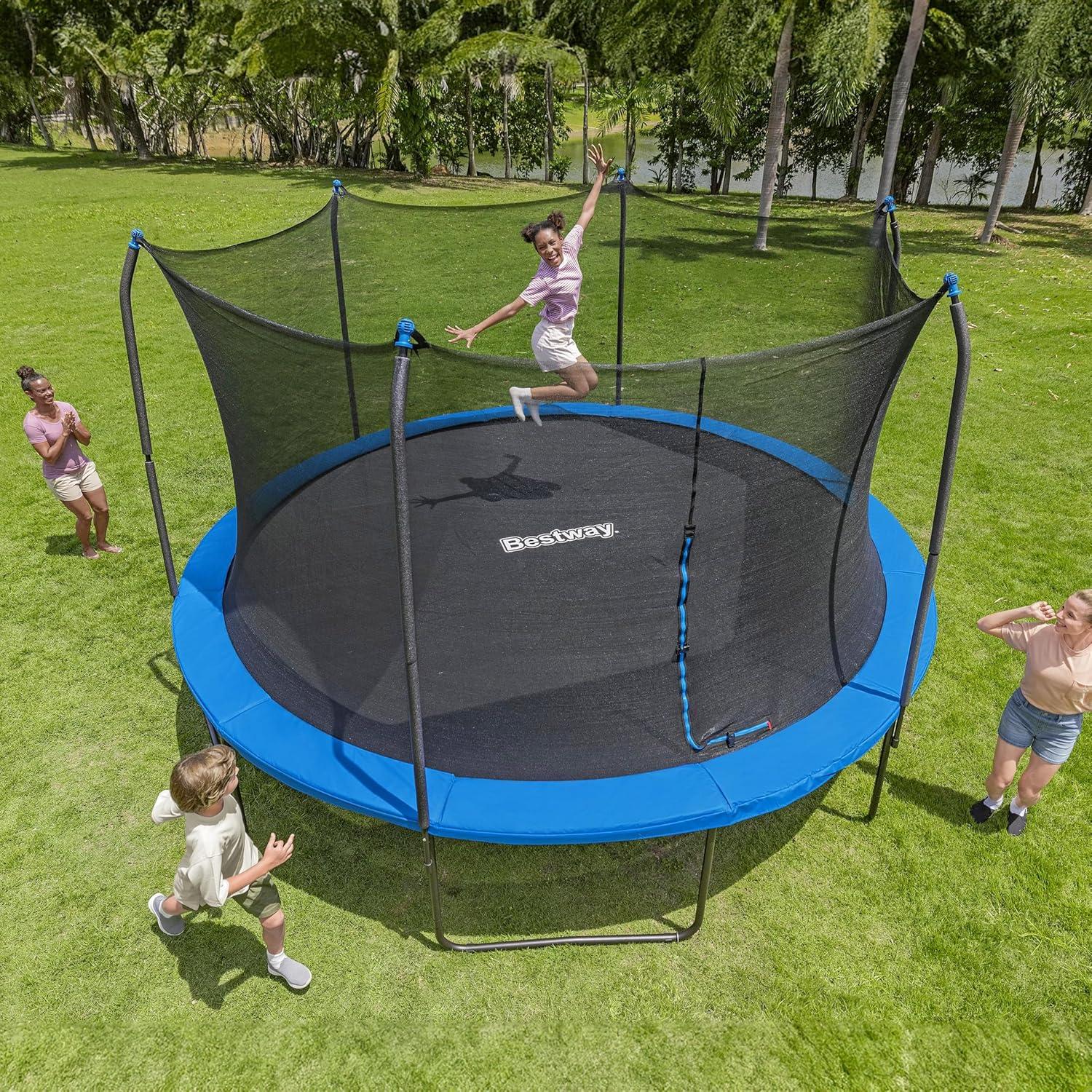 Bestway Xtreme Air 15 ft Trampoline for Kids & Adults, No-Gap Enclosure, Foam-Padded Poles