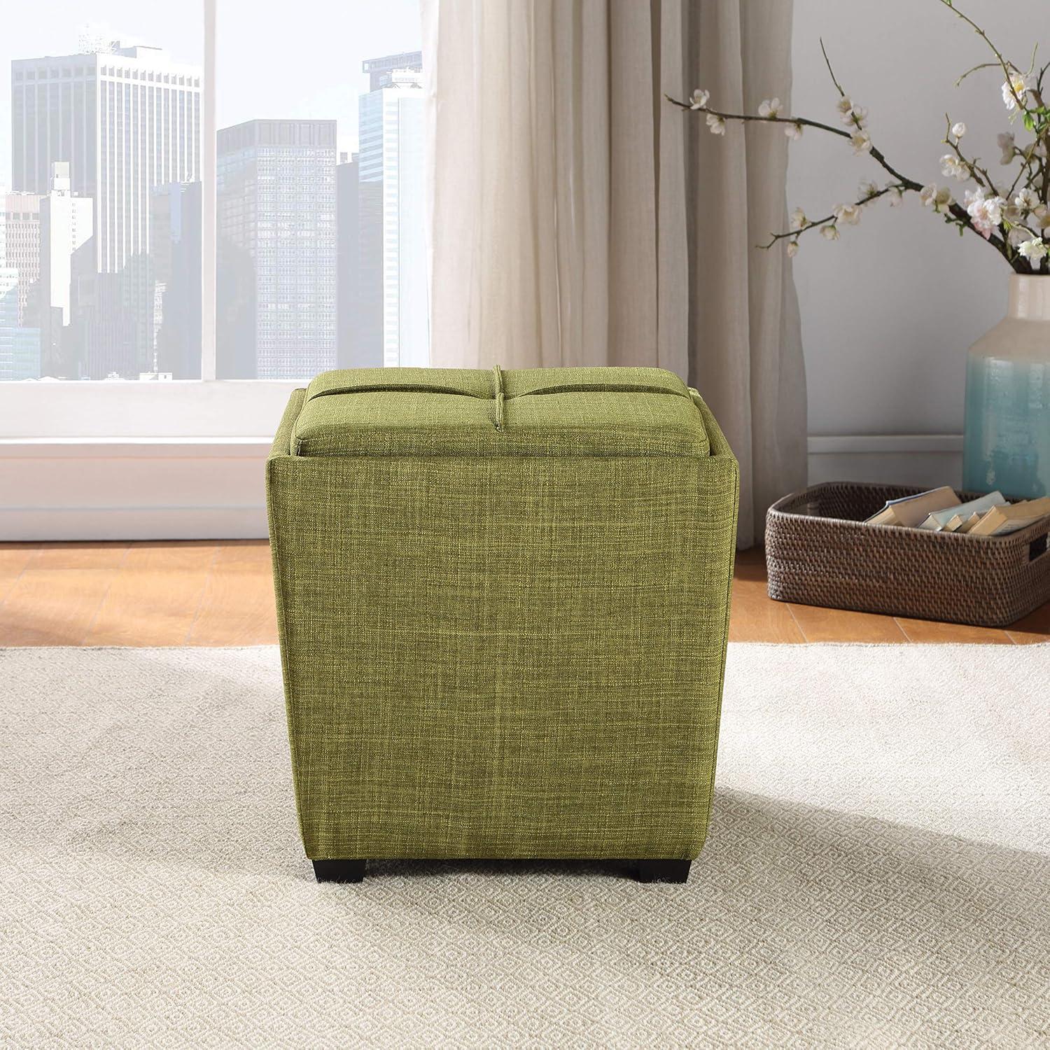 Rockford Storage Ottoman in Green Fabric