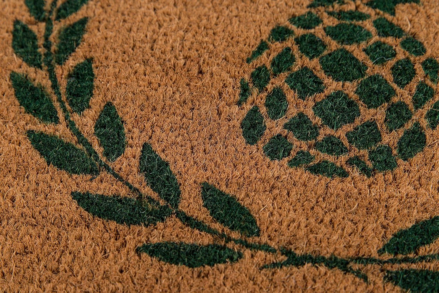 Pineapple Green Hand-Woven Coir Outdoor Doormat 18" x 30"