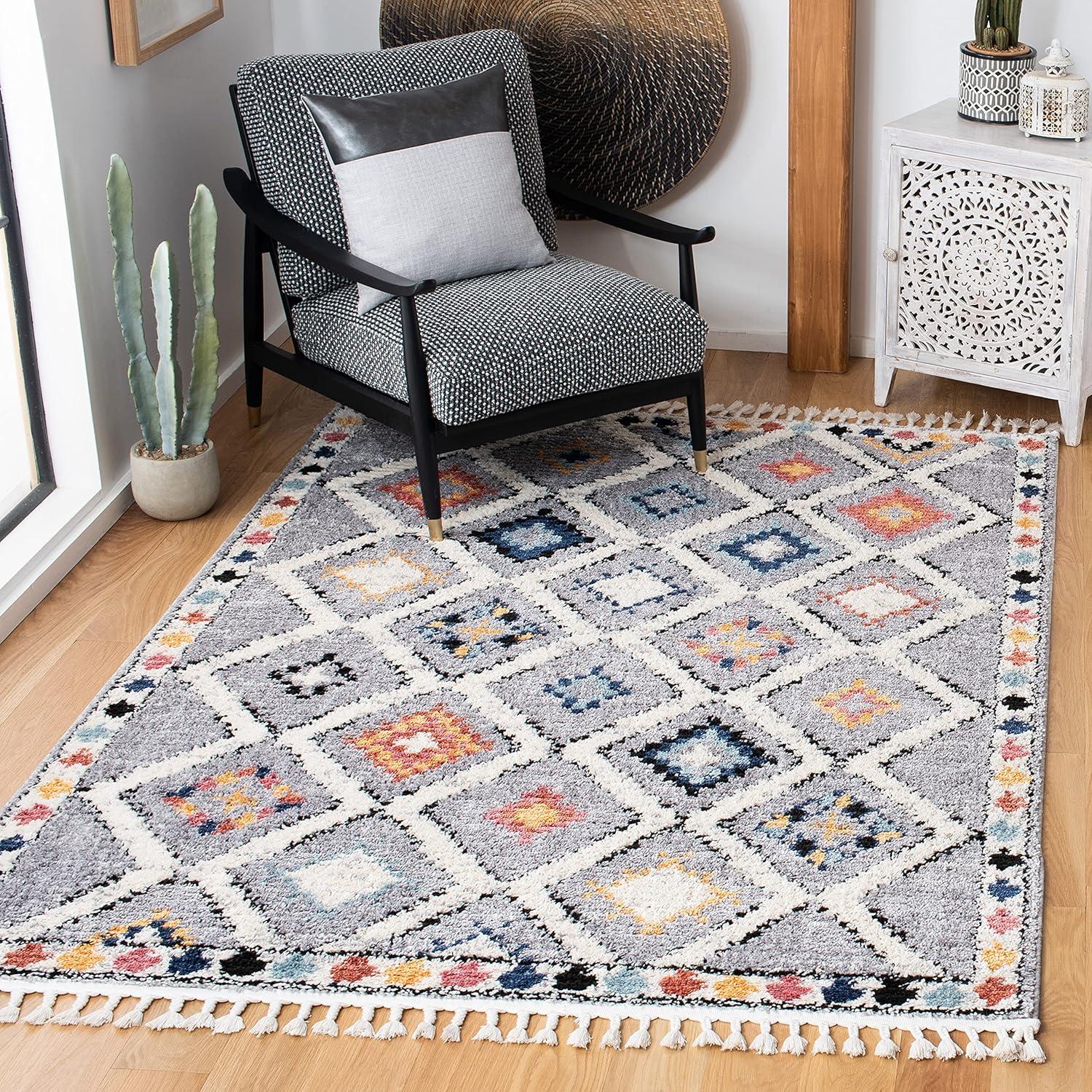Morocco MRC965 Power Loomed Area Rug - Grey/Multi - 3'x3' - Safavieh.