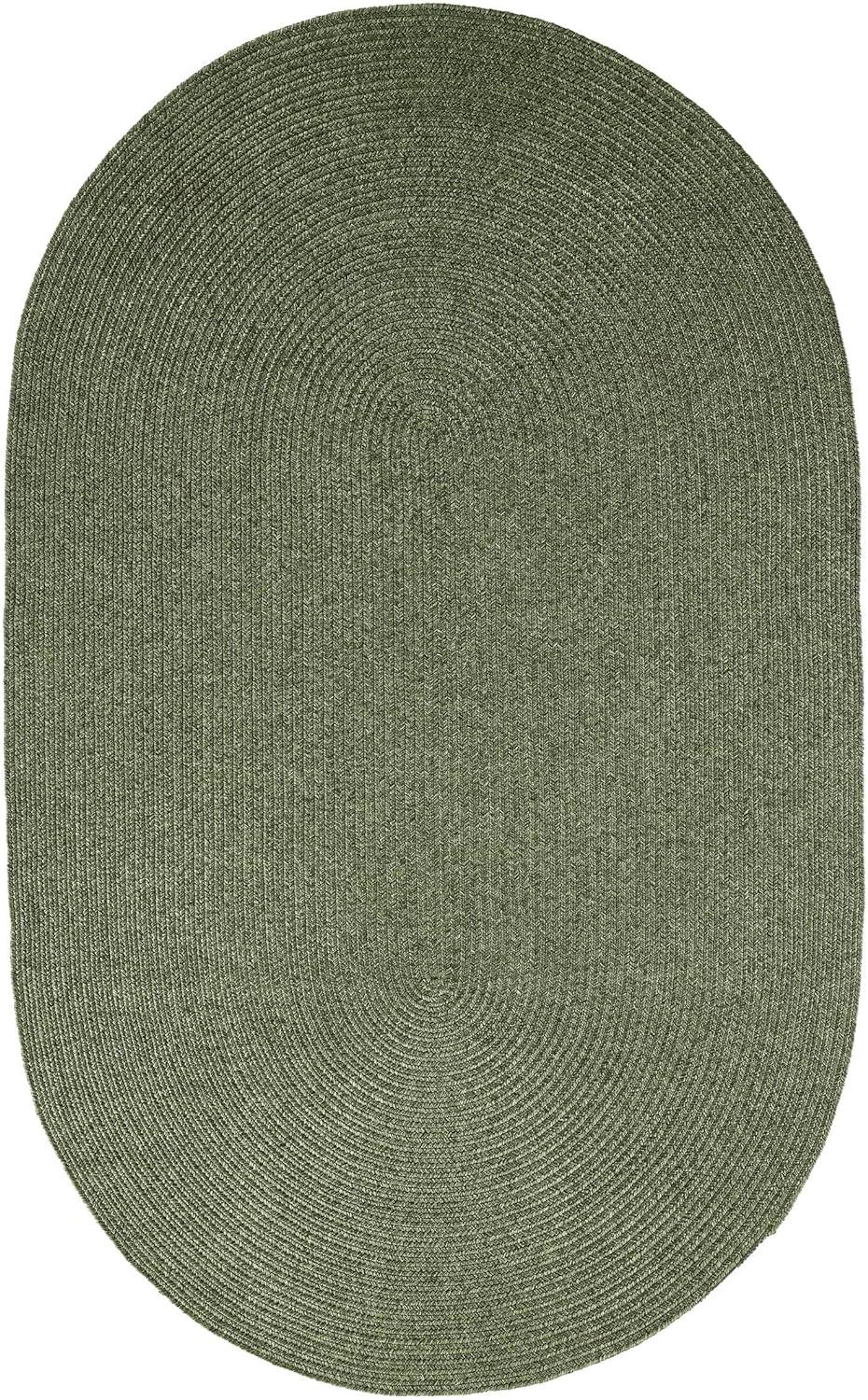 Green Braided Oval Synthetic Area Rug 5' x 8' - Easy Care & Reversible