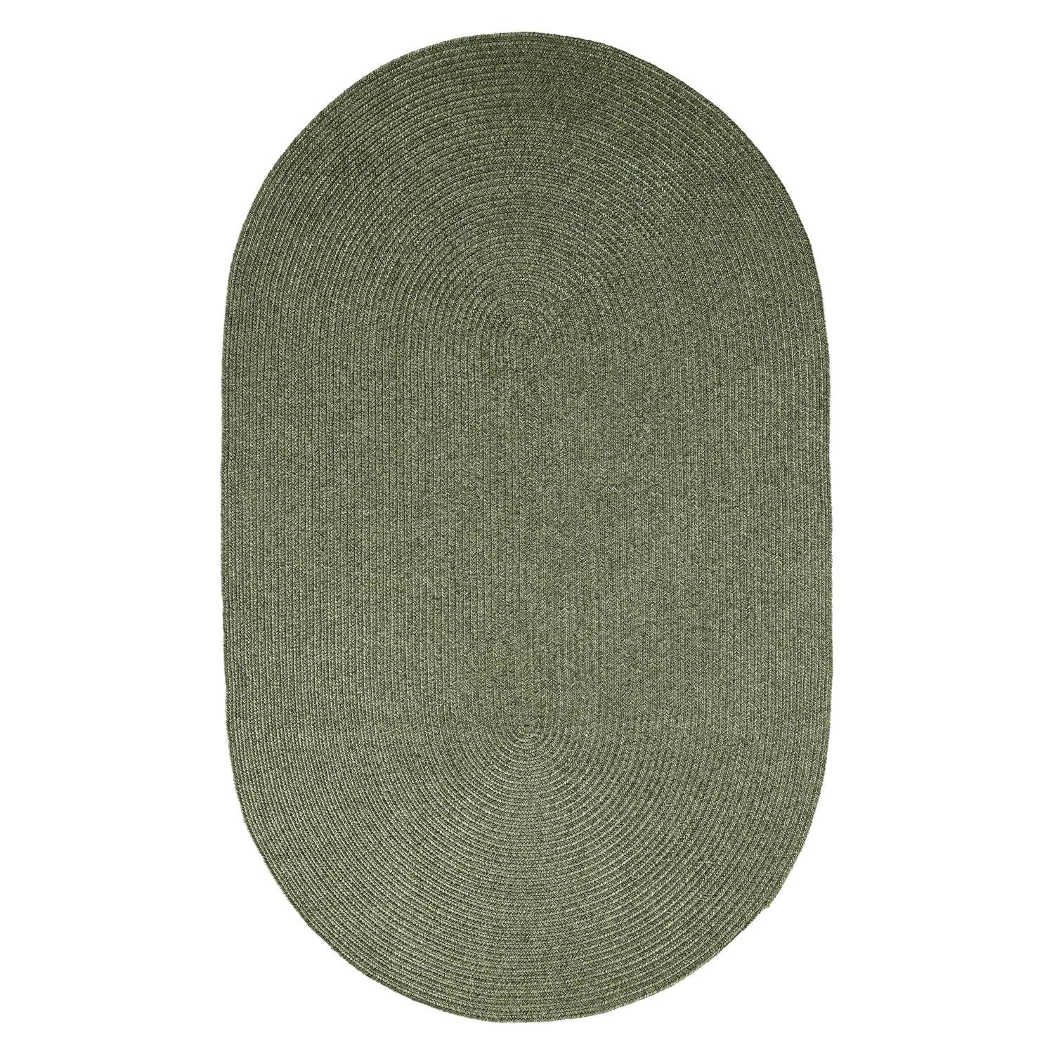 Green Braided Oval Synthetic Area Rug 5' x 8' - Easy Care & Reversible