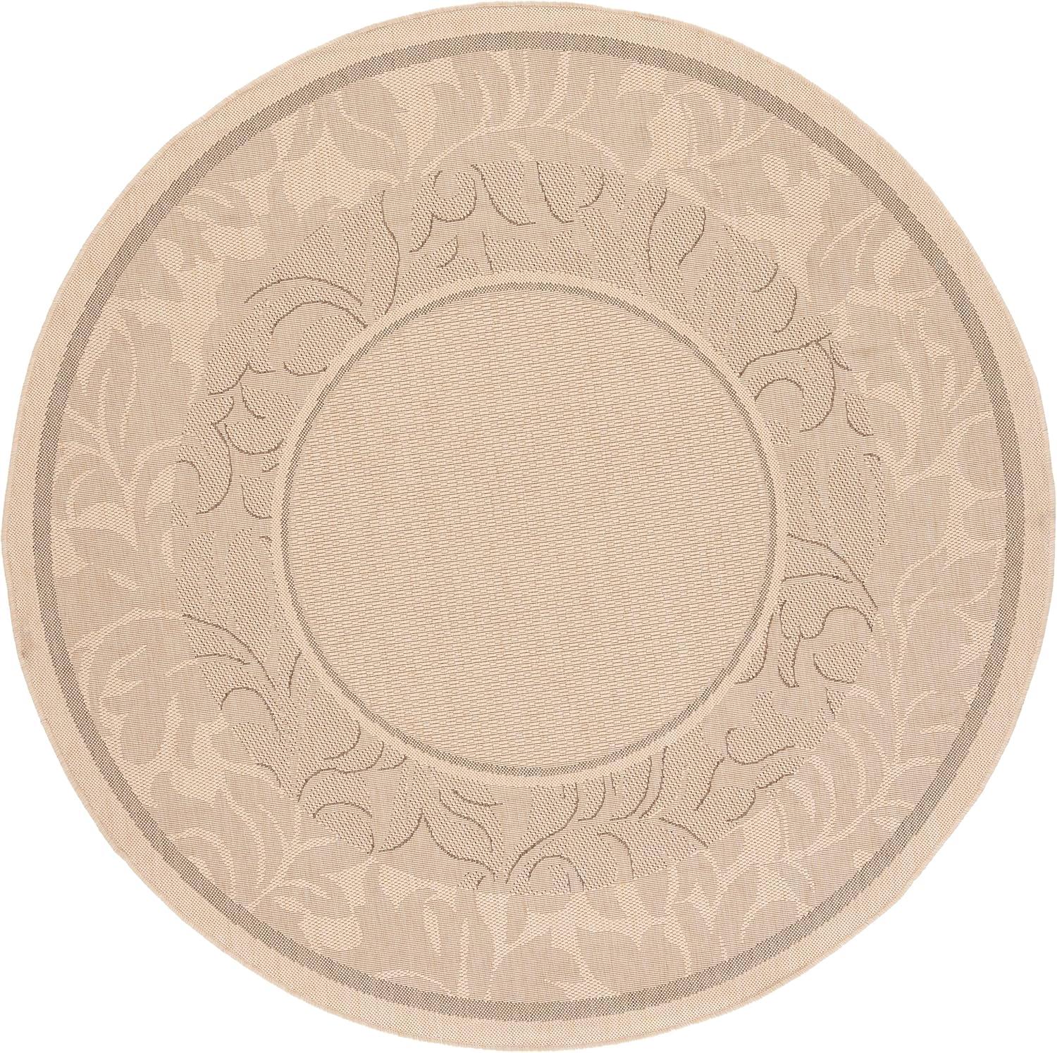 Courtyard CY1704 Power Loomed Indoor and Outdoor Area Rug - Natural/Brown - 5'3" Round - Safavieh