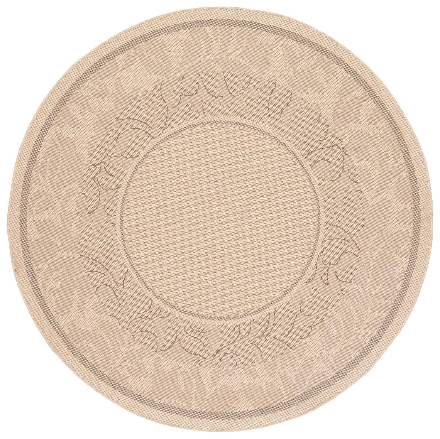 Courtyard CY1704 Power Loomed Indoor and Outdoor Area Rug - Natural/Brown - 5'3" Round - Safavieh