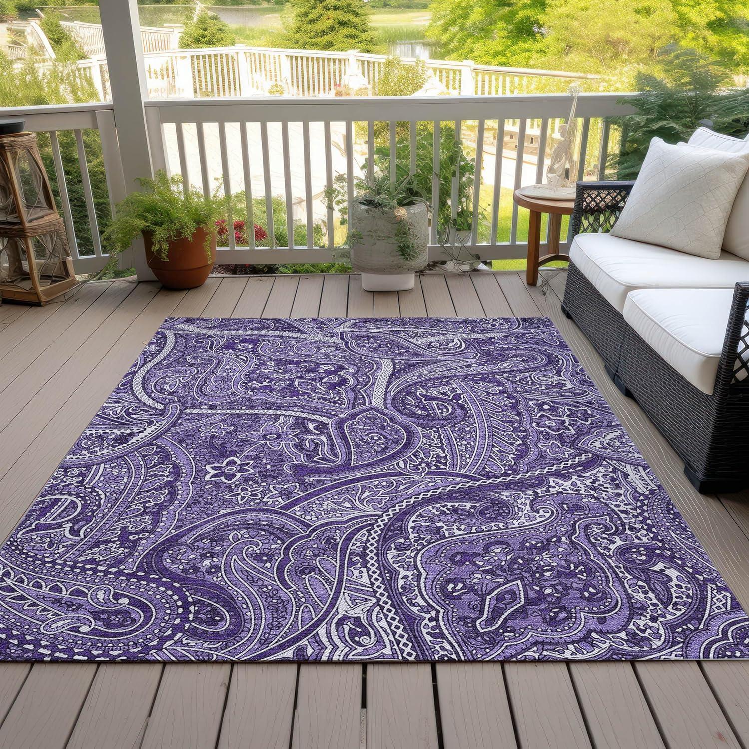 Chantille Purple Paisley 8' x 10' Indoor Outdoor Area Rug