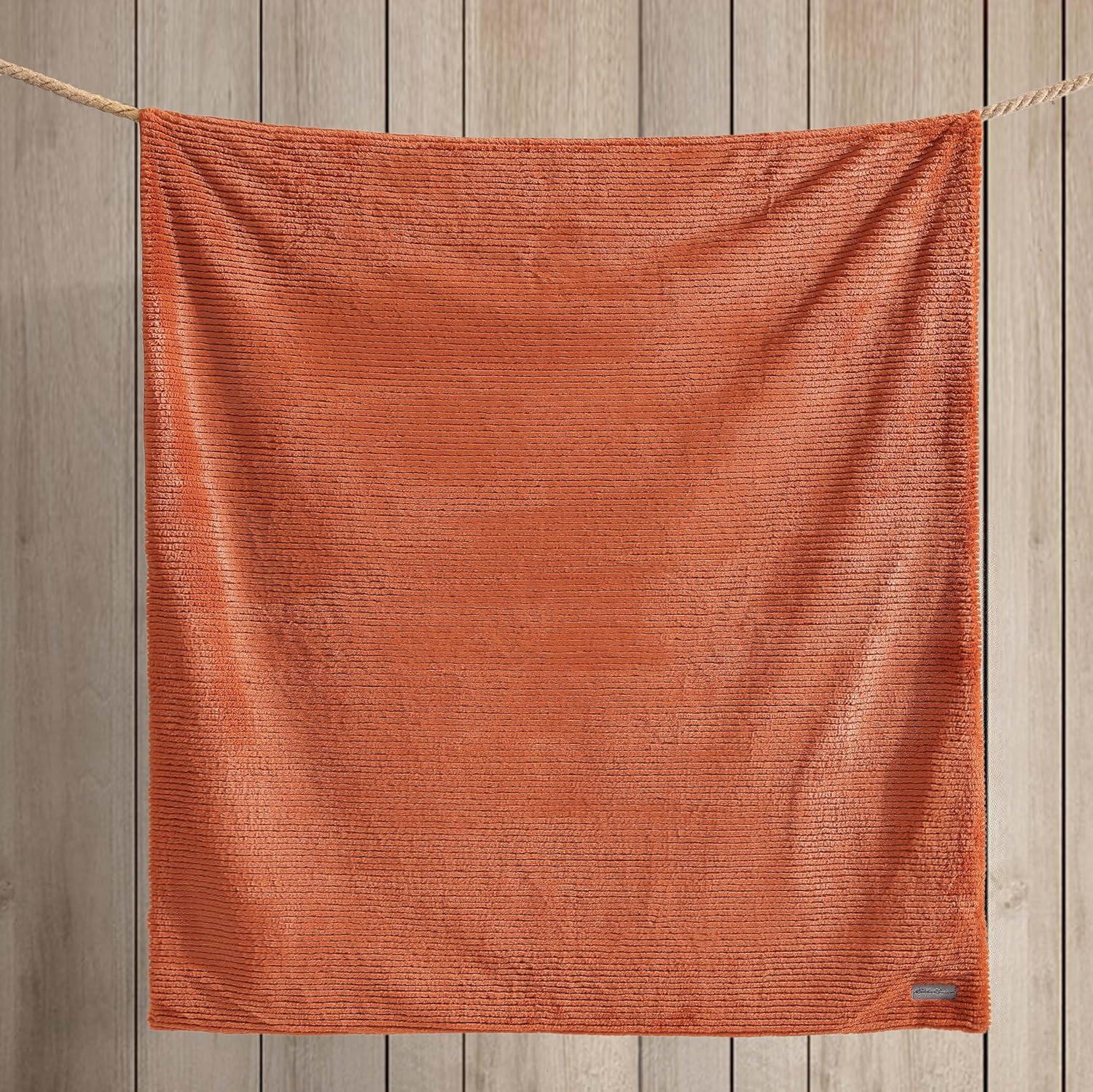 Eddie Bauer Eddie Bauer Ribbed Textured Stripe Solid Plush Throw Blanket