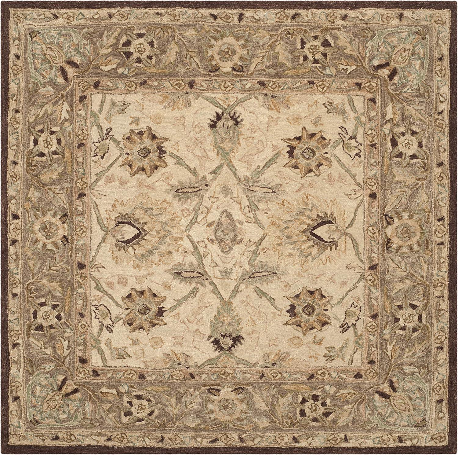 Anatolia AN512 Hand Tufted Indoor Area Rug - Ivory/Brown - 8'x8' - Safavieh