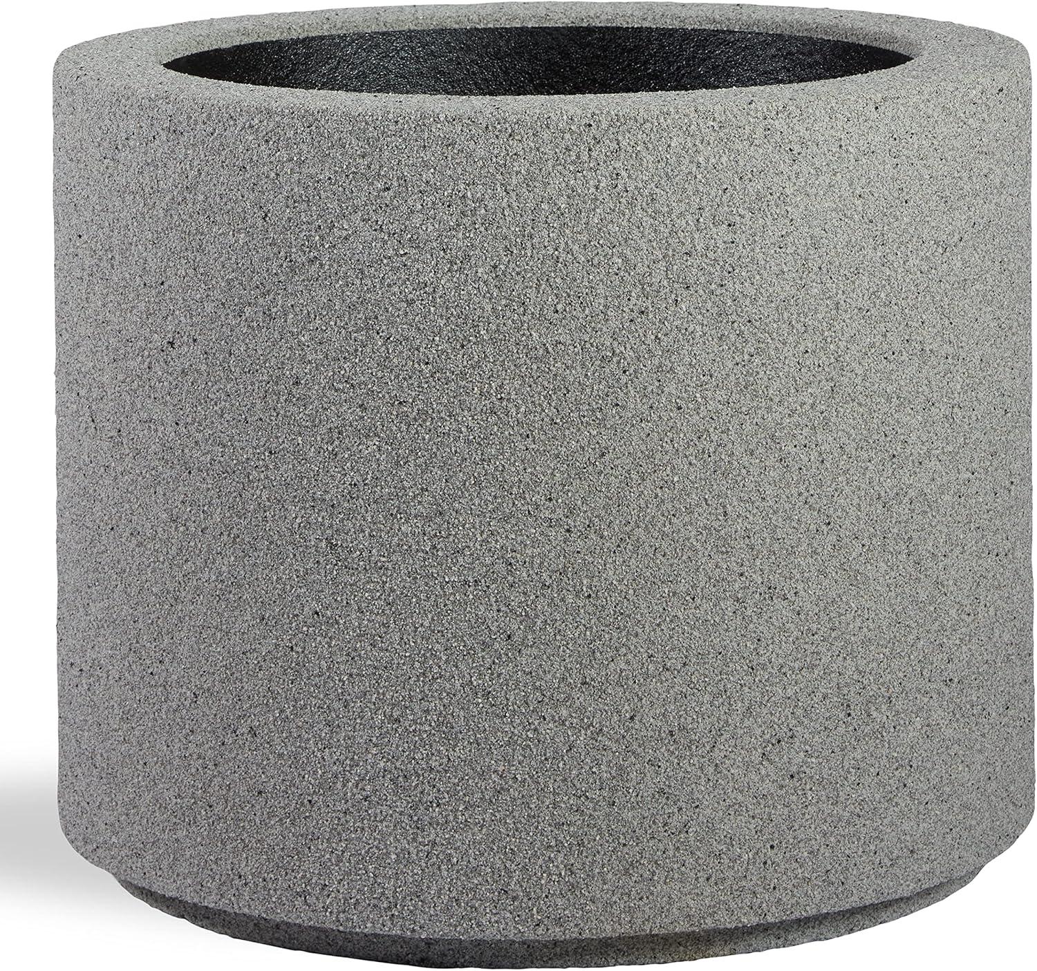 Gray Granite Extra Large Round Outdoor Planter with Drainage Holes