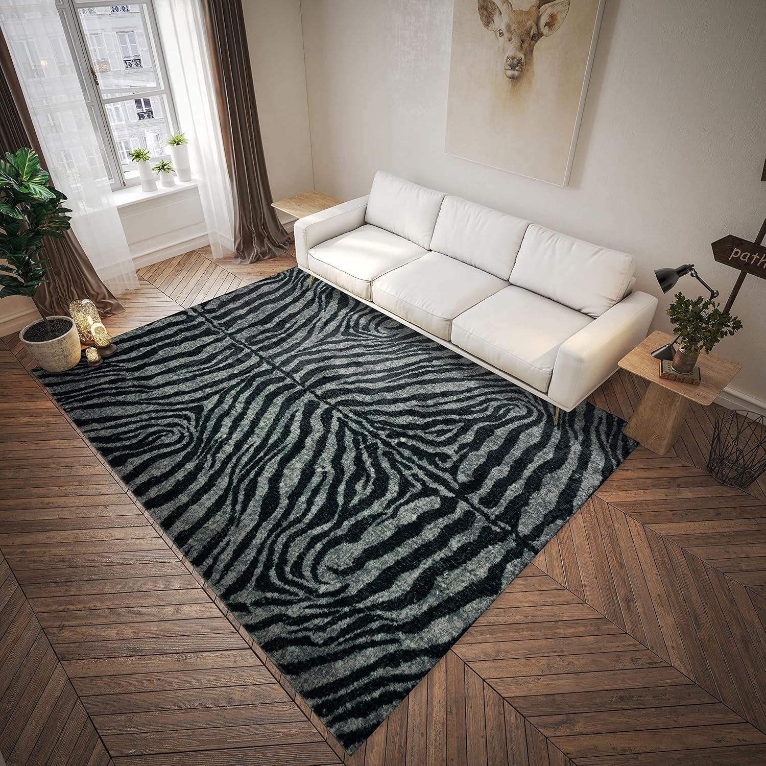 Addison Rugs Addison Indoor/ Outdoor Safari Zebra Animal Print Washable Area Rug 1'8" x 2'6" - Shadow