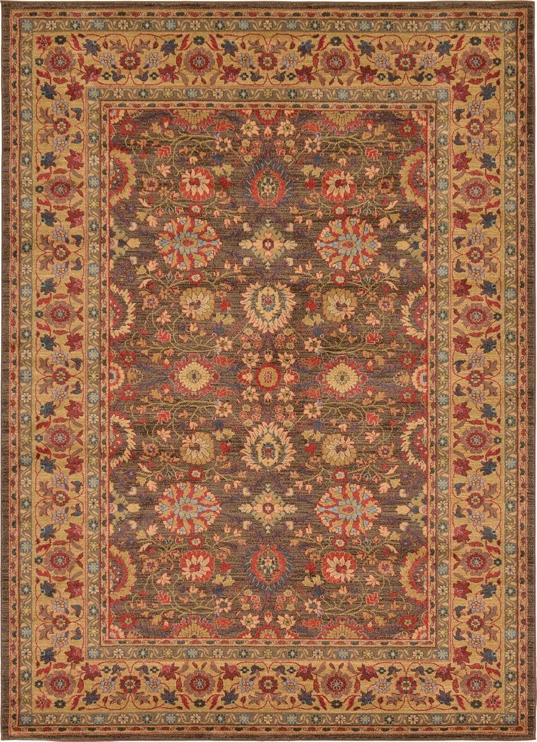 Unique Loom Edinburgh Collection Area Rug - Monroe (7' 1" x 10' Rectangle Light Brown/Beige)