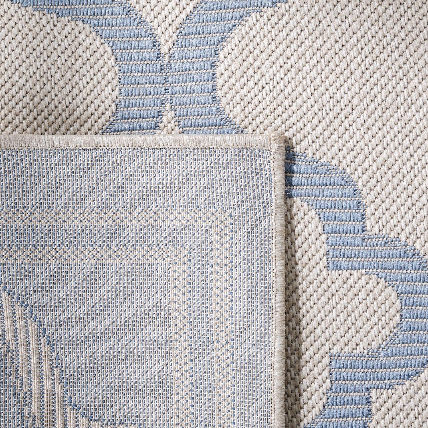 SAFAVIEH Outdoor BMU810L Bermuda Collection Ivory / Blue Rug