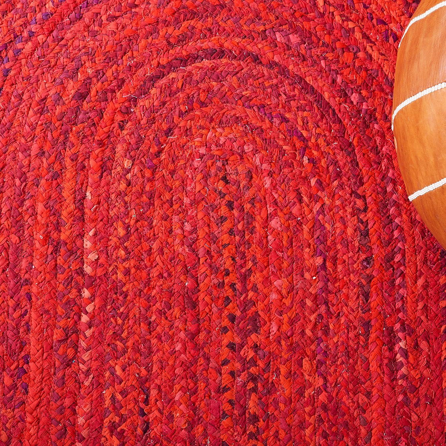 Braided BRD452 Hand Woven Indoor Area Rug - Red - 5'x8' Oval - Safavieh