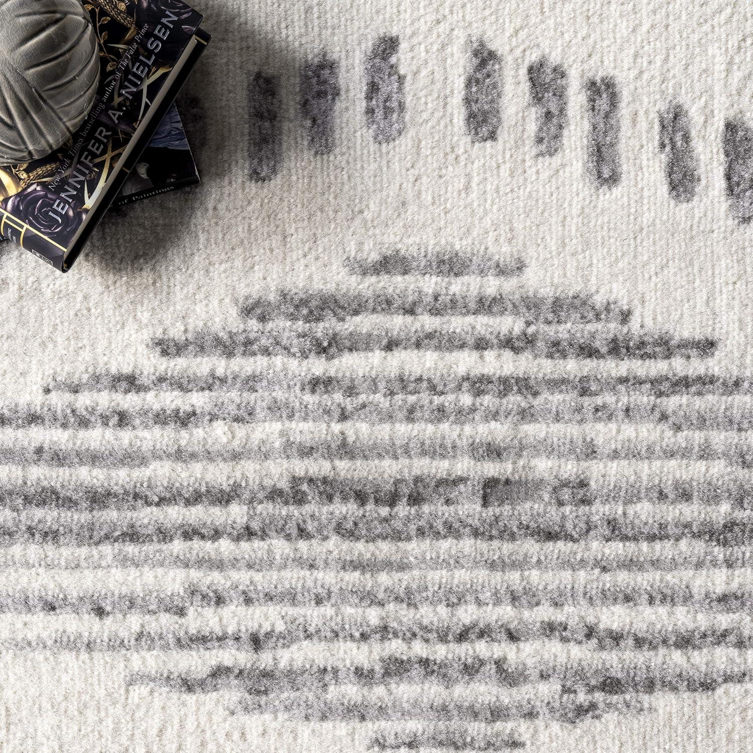 6'7"x9' Briggs Contemporary Striped Area Rug Light Gray - nuLOOM: Geometric Pattern, Low Pile, Indoor Use