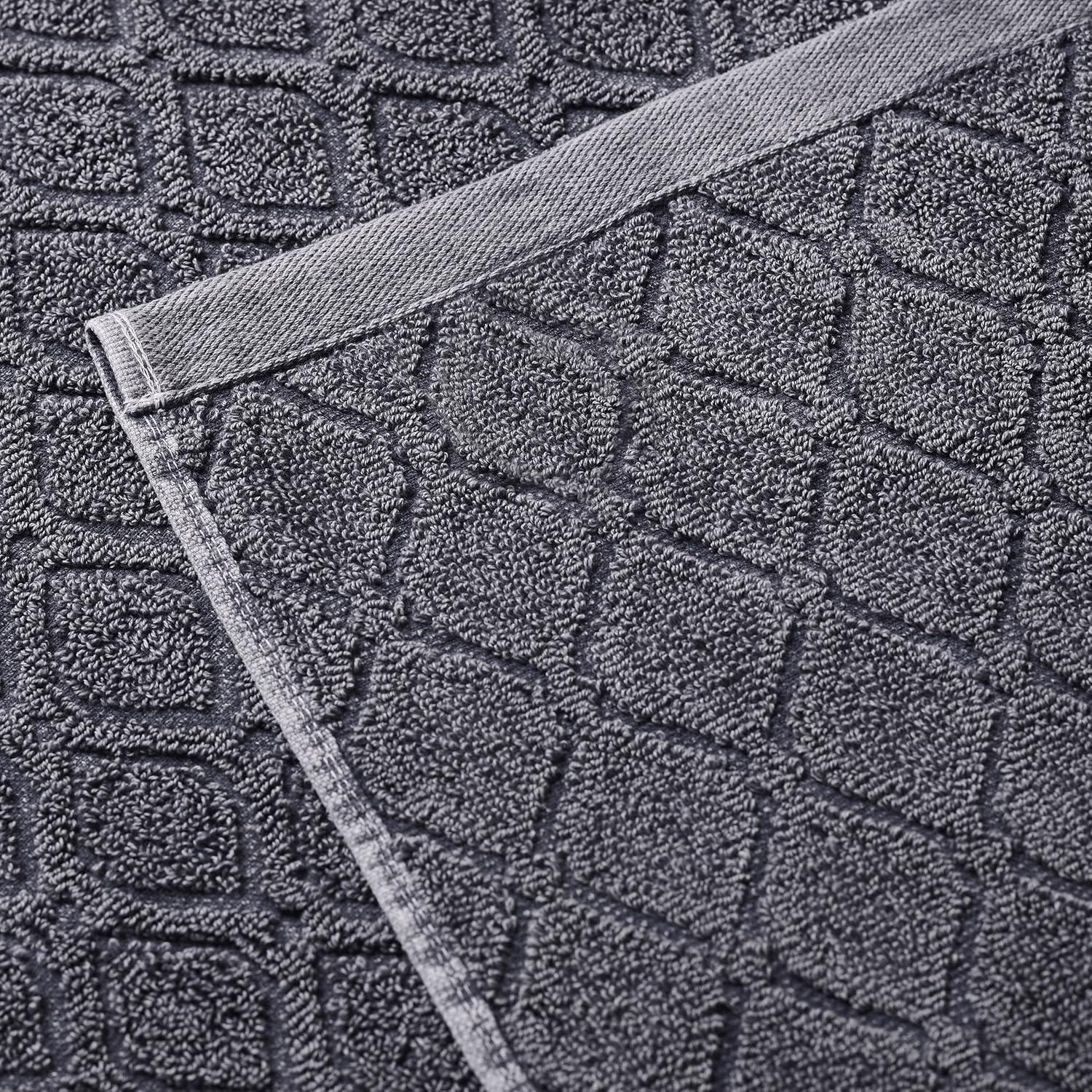 Superior Denim Wash 100% Cotton 550 GSM 6 Piece Bath Towel Set, 2 Face, 2 Hand, 2 Bath Towels, Ideal for Bathroom, Kitchen or Beach, Quick Dry, Jacquard & Solid, Mid-Weight, Navy Blue