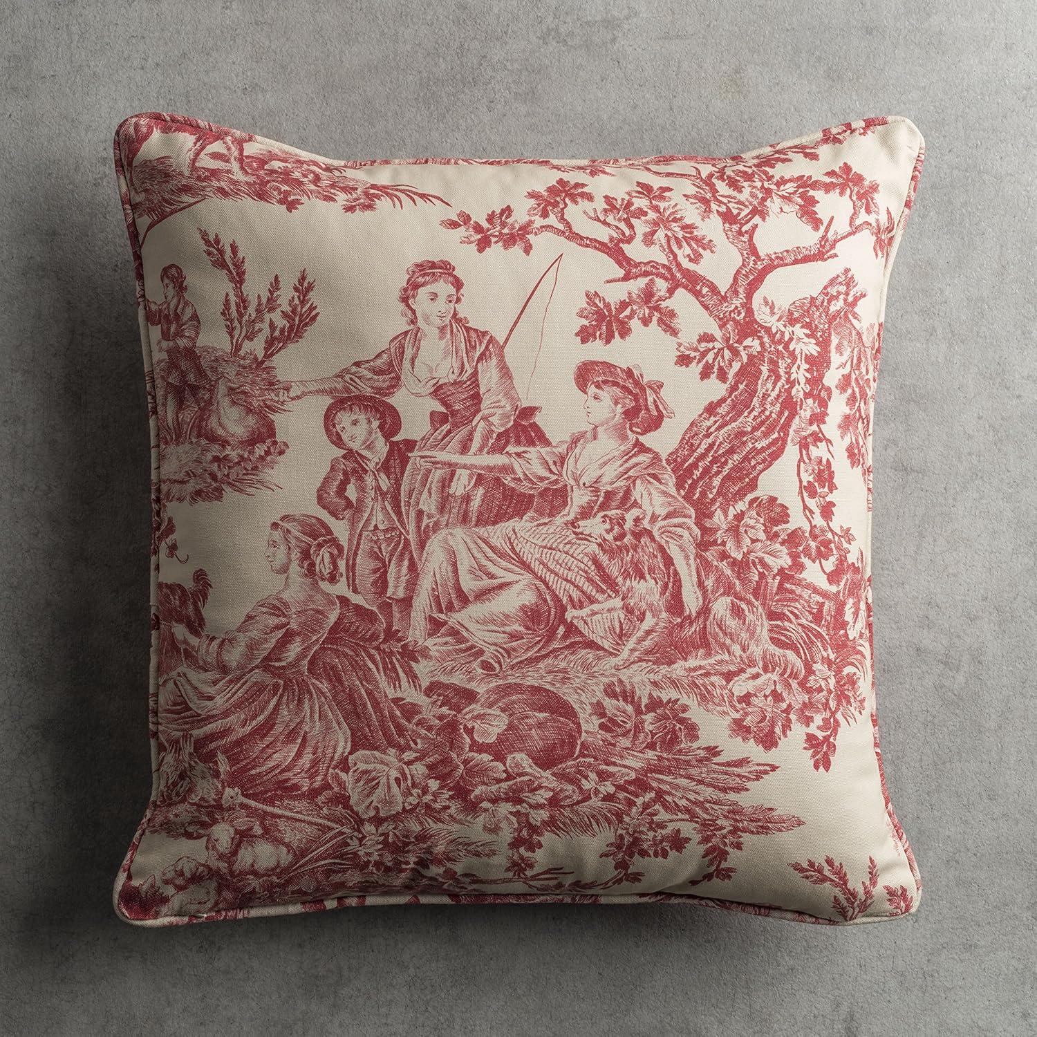 Maison d' Hermine Decorative Pillow Covers 18 x 18 Inch Square 100% Cotton Throw pillow Covers with invisible Zipper Cushion Case for Living Room Couch, Chair, Sofas, Bedroom, Home (Calais - Cardinal)