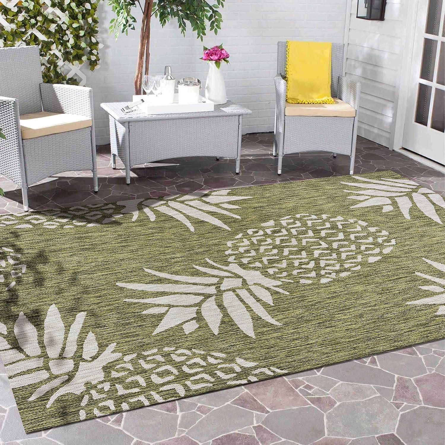 5â€™ x 7â€™ Green Pineapple Indoor Outdoor Area Rug