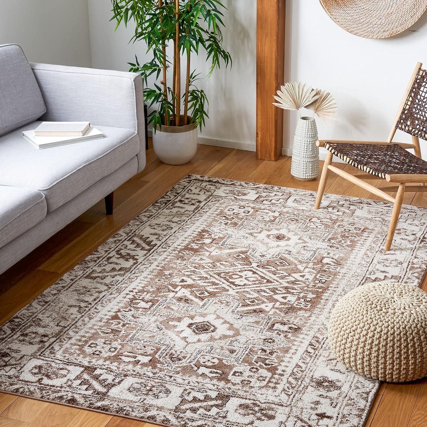 Vintage Hamadan VTH211 Power Loomed Area Rug - Brown/Ivory - 8'x10' - Safavieh.