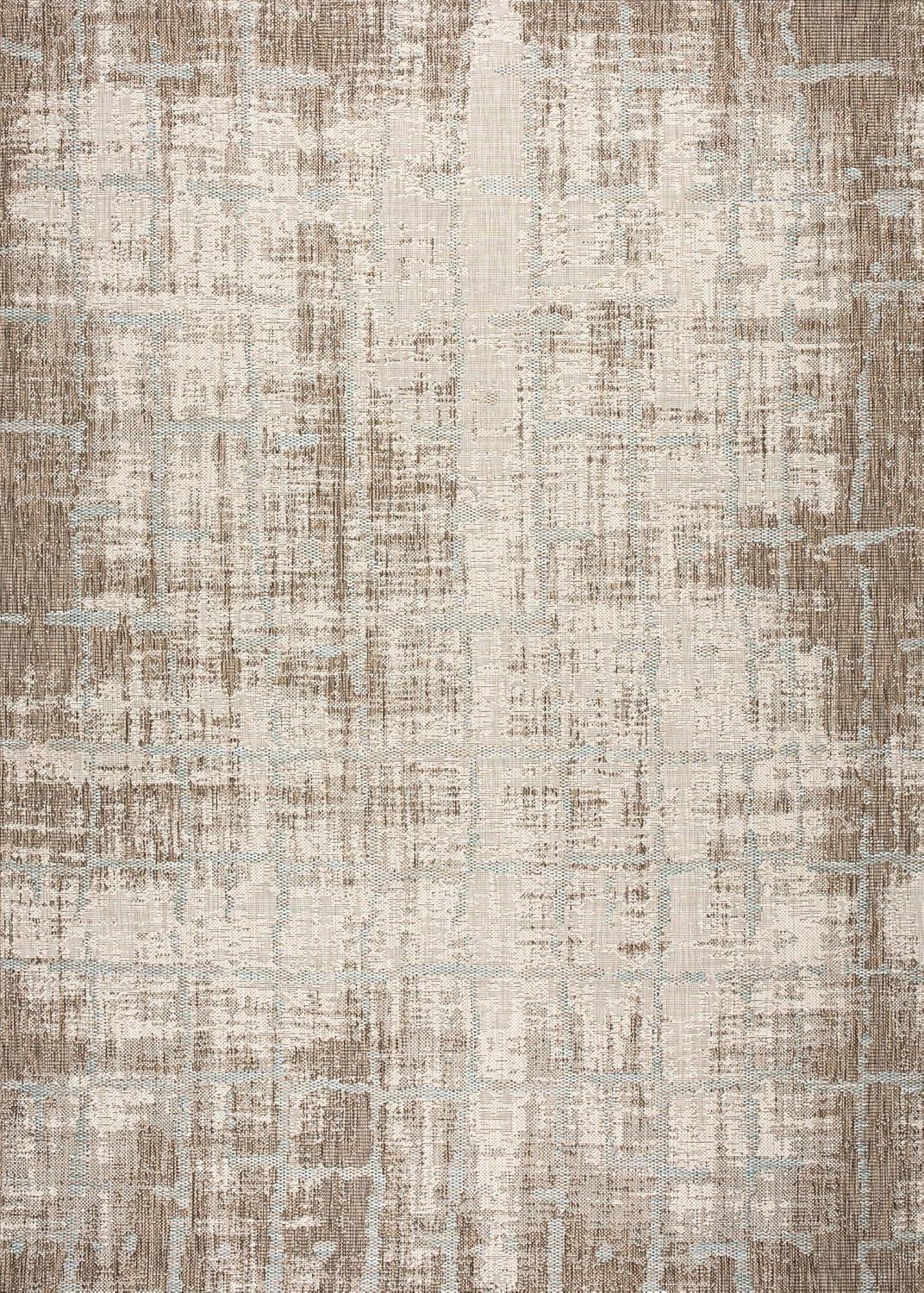 Couristan 5.25' x 7.5' Brown and Ivory Contemporary Rectangular Outdoor Area Throw Rug