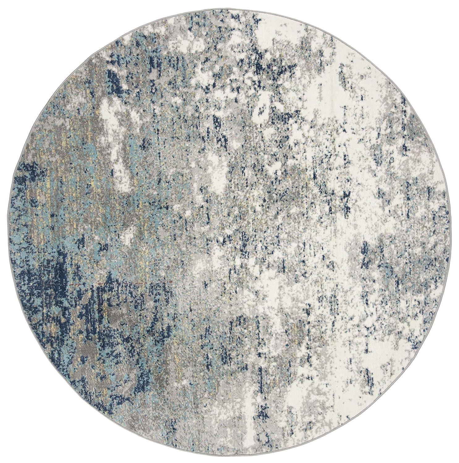 Jasper JSP107 Power Loomed Area Rug - Grey/Blue - 5' round - Safavieh.