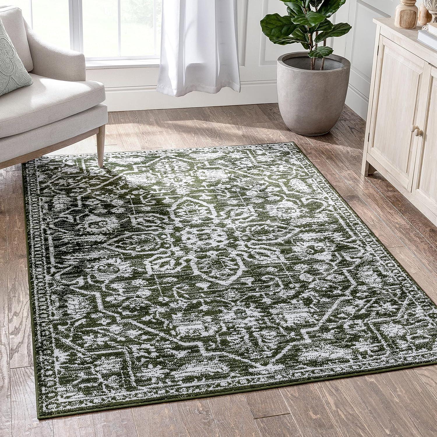 Well Woven Dazzle DISA Vintage Medallion Green Soft 3'11" x 5'3" Area Rug