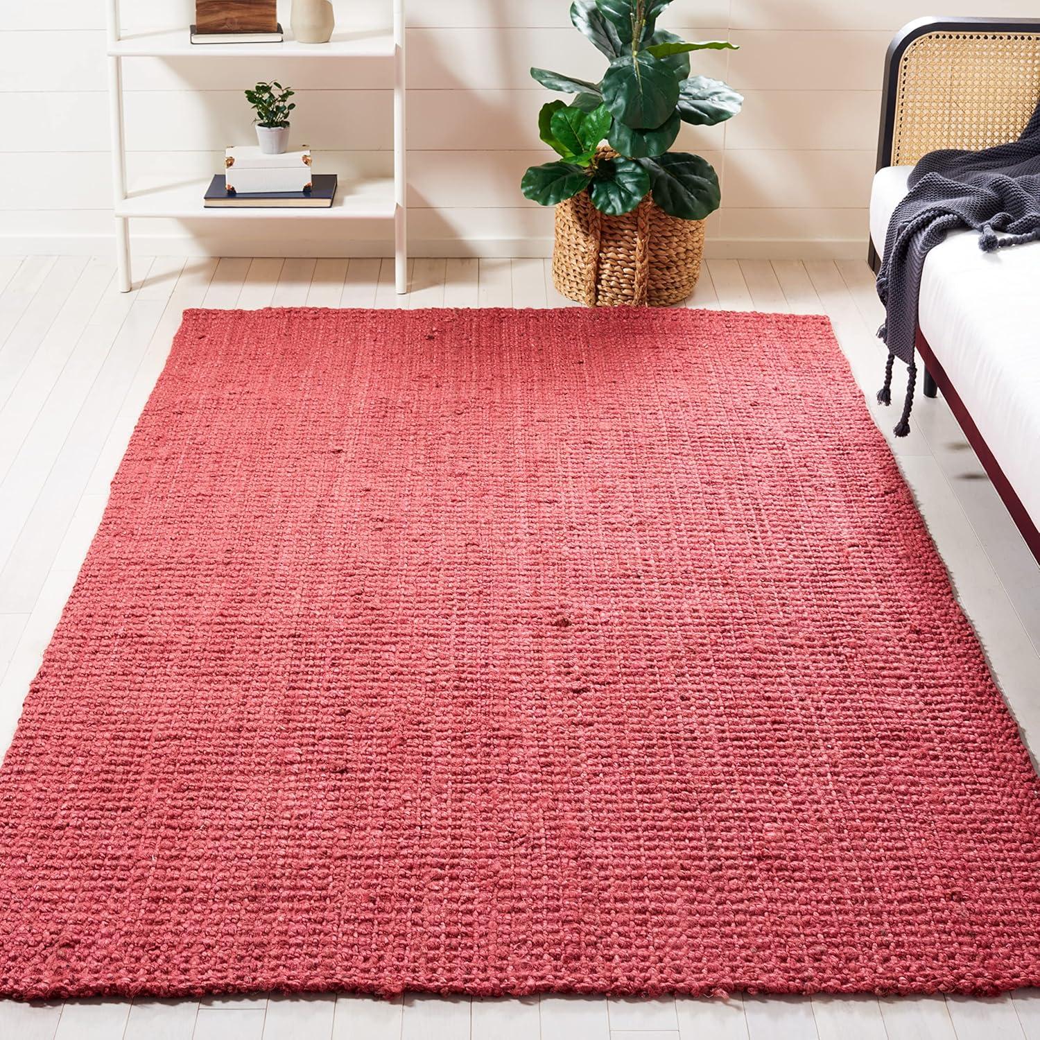 Red 3' x 5' Handmade Cotton Basket Weave Area Rug