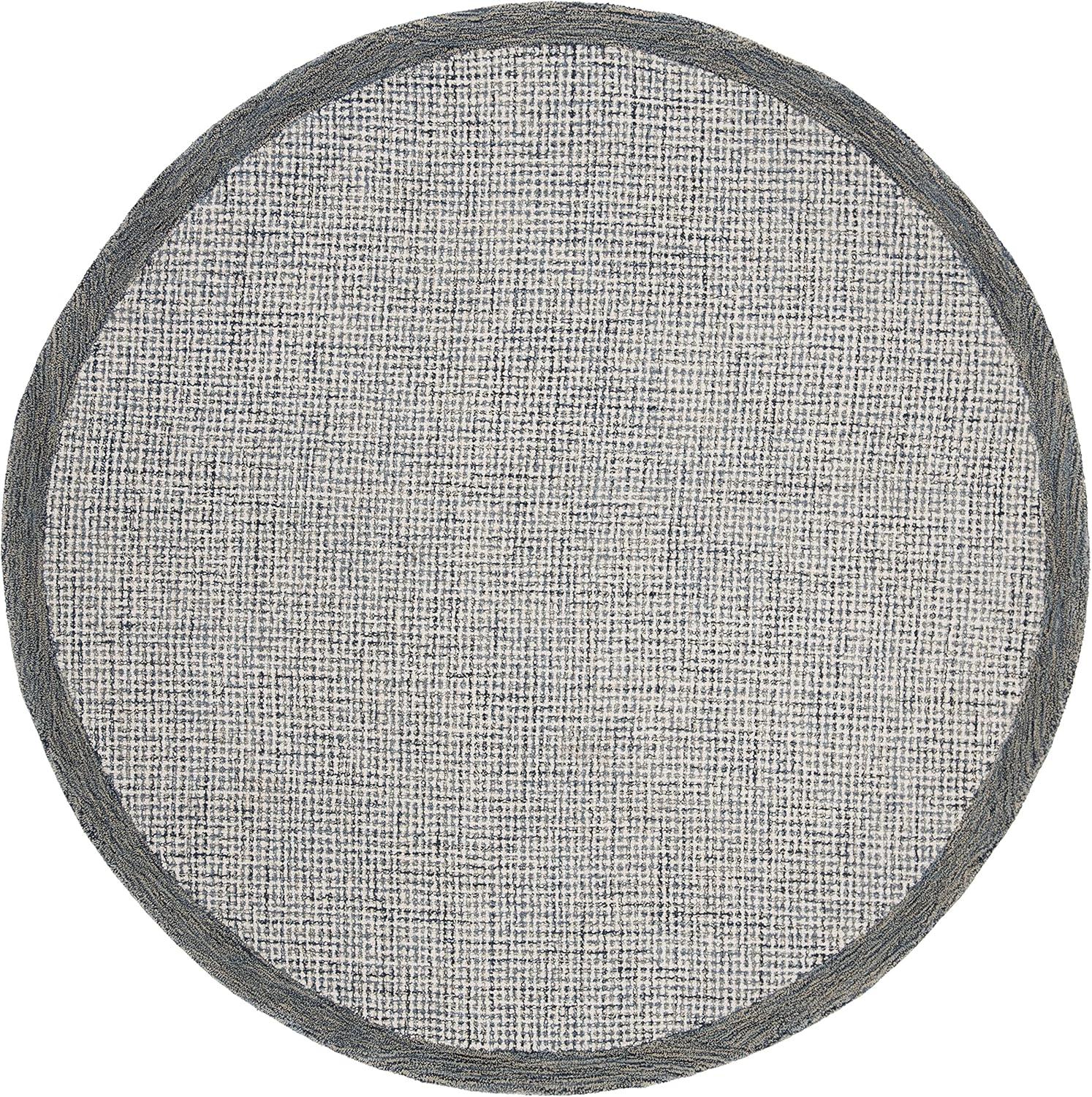 Abstract ABT220 Handmade Indoor Area Rug - Navy/Ivory - 6' Round - Safavieh
