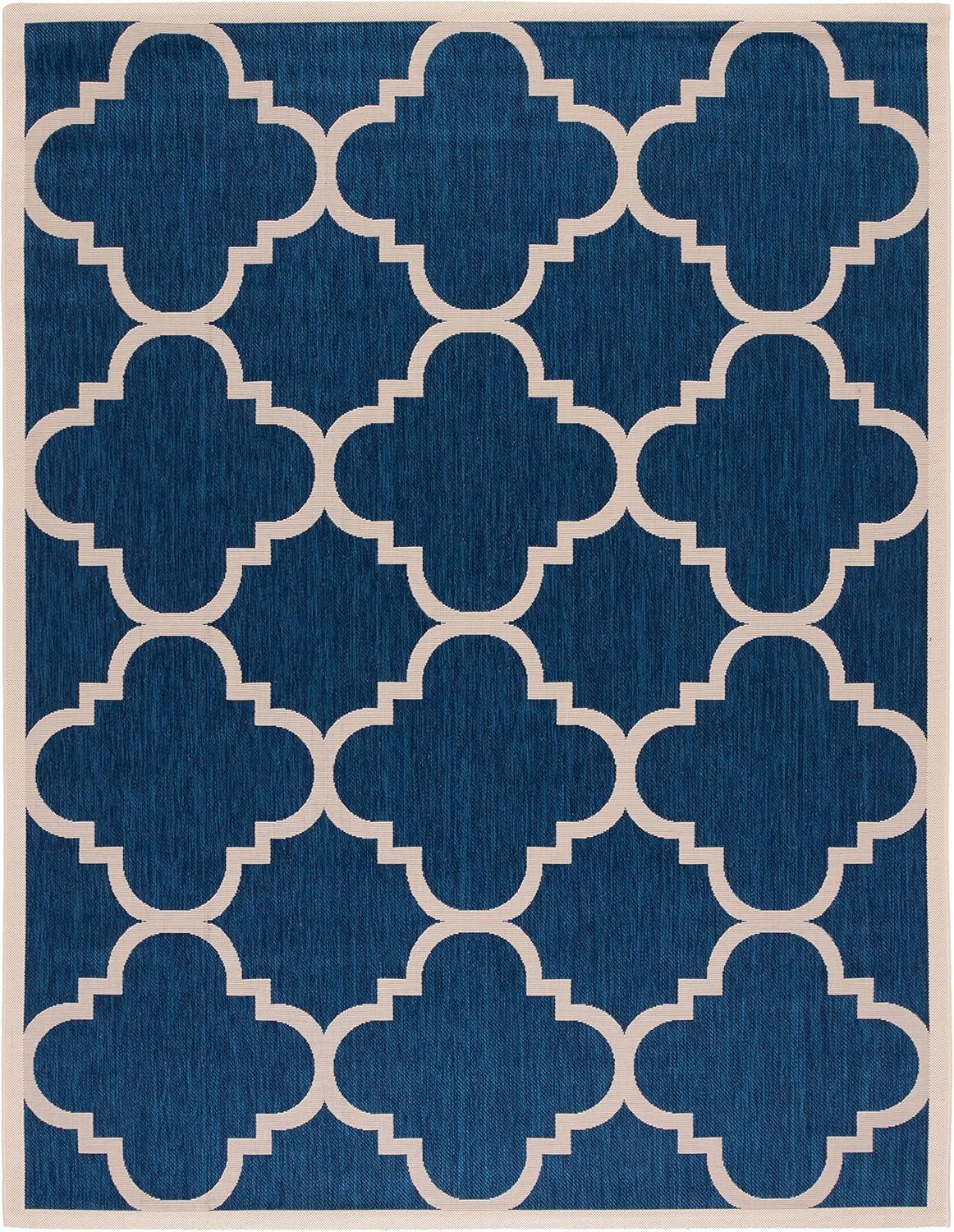 Courtyard CY6243 Power Loomed Indoor and Outdoor Area Rug - Navy/Beige - 8'x11' - Safavieh