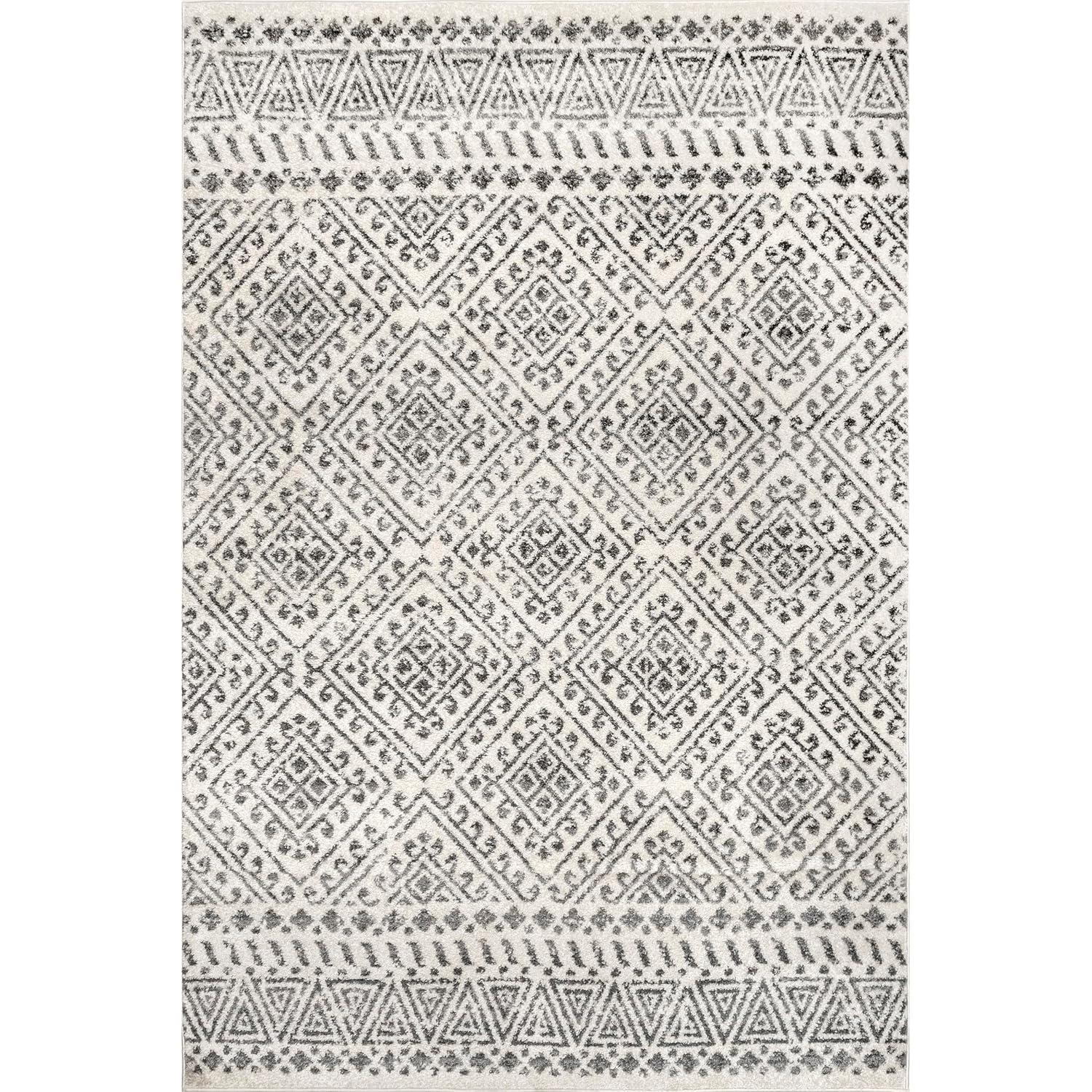 Nuloom Camila Geometric 7x9 Indoor Area Rug for Living Room Bedroom Dining Room Kitchen, Off White/Ivory
