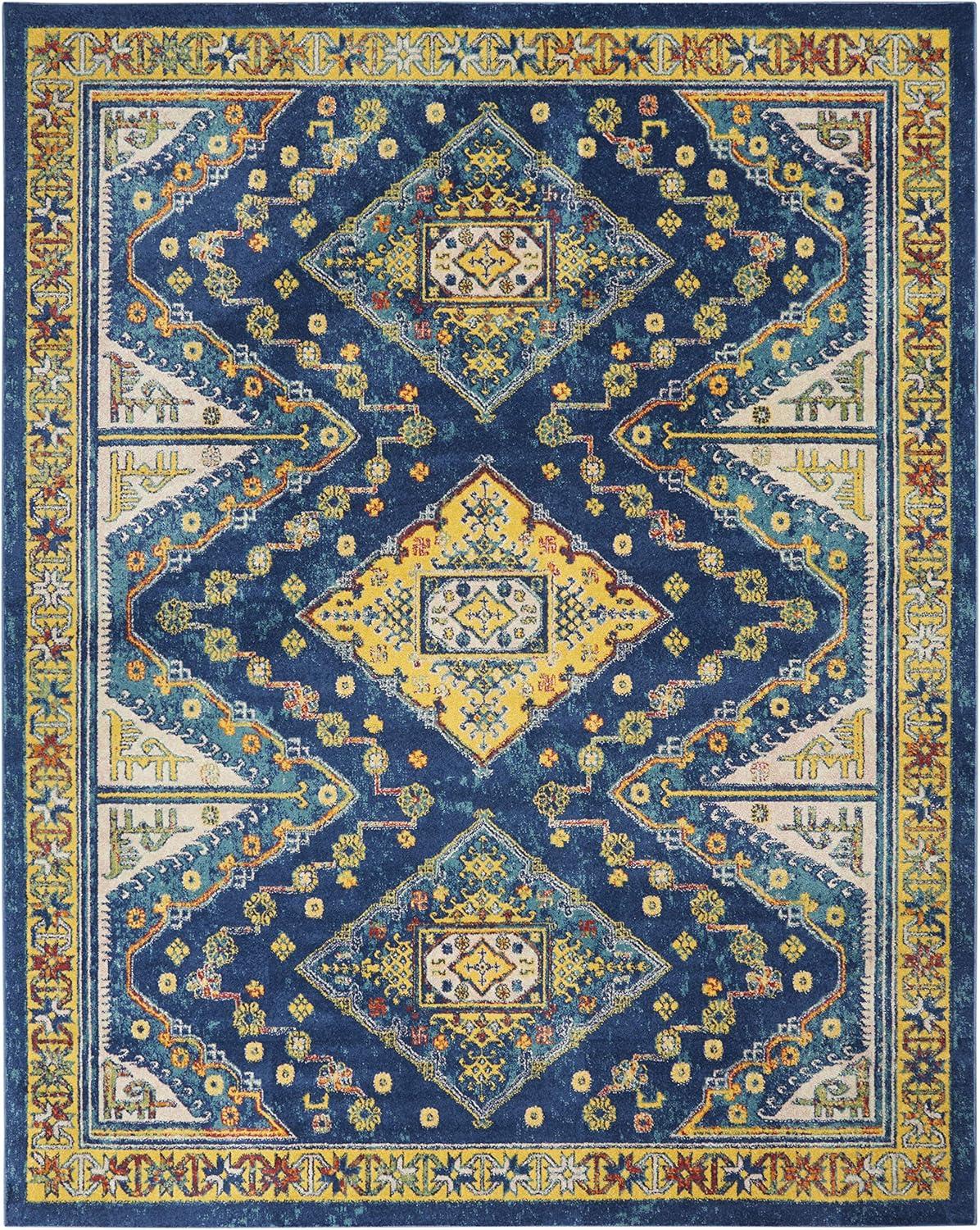 Allur Bohemian Navy Multicolor 8'x10' Synthetic Area Rug