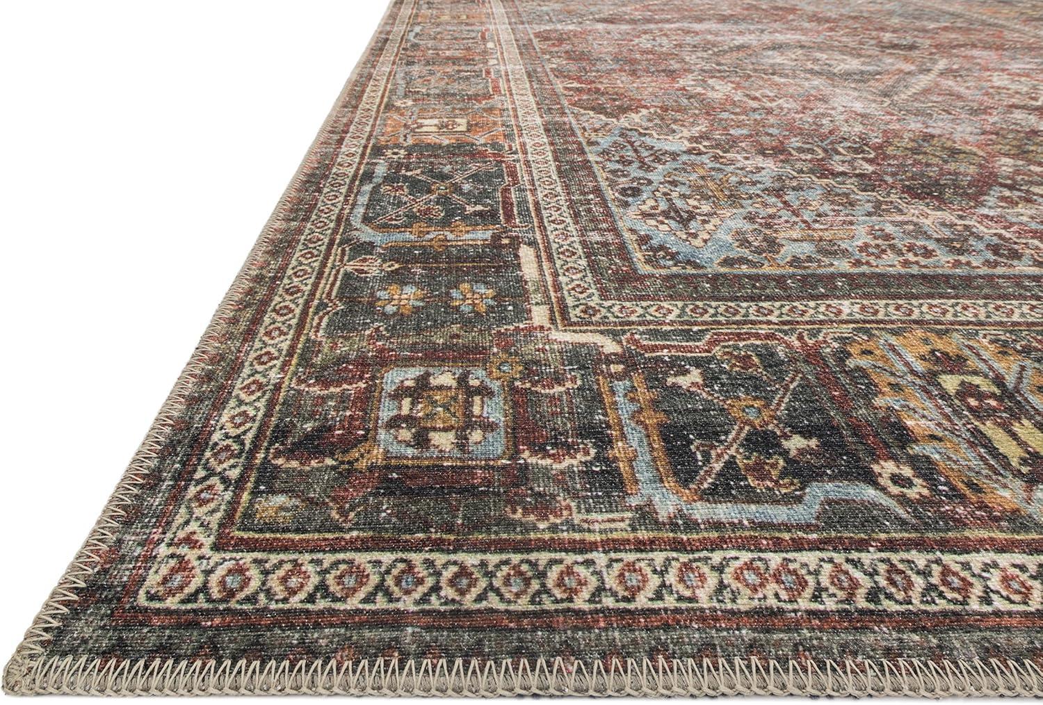 Loloi Rugs Loren 7'6" x 9'6" Printed Polyester Rug in Brick and Midnight