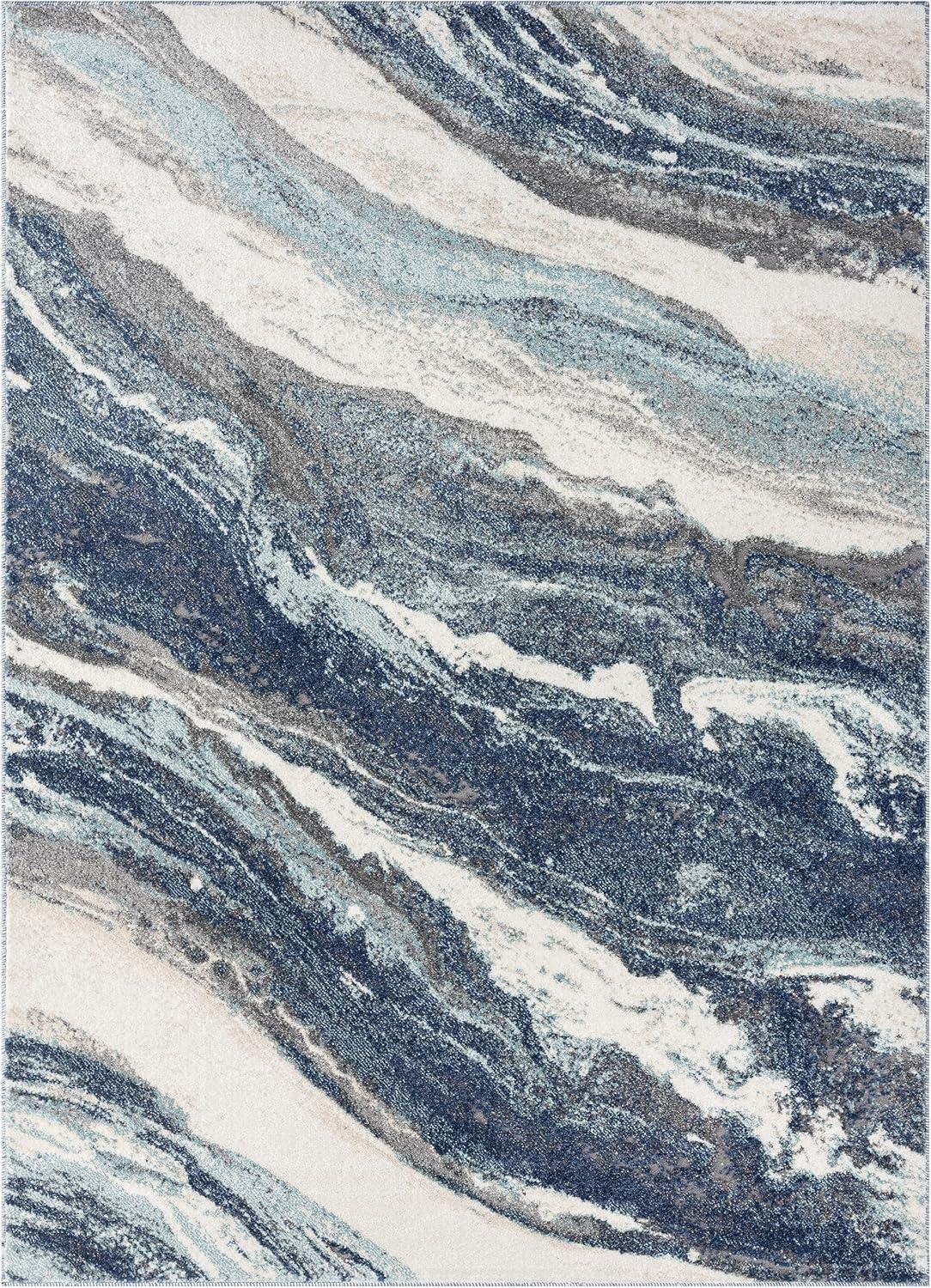 Luxe Weavers Modern Abstract Marble Area Rug, Blue 8x10