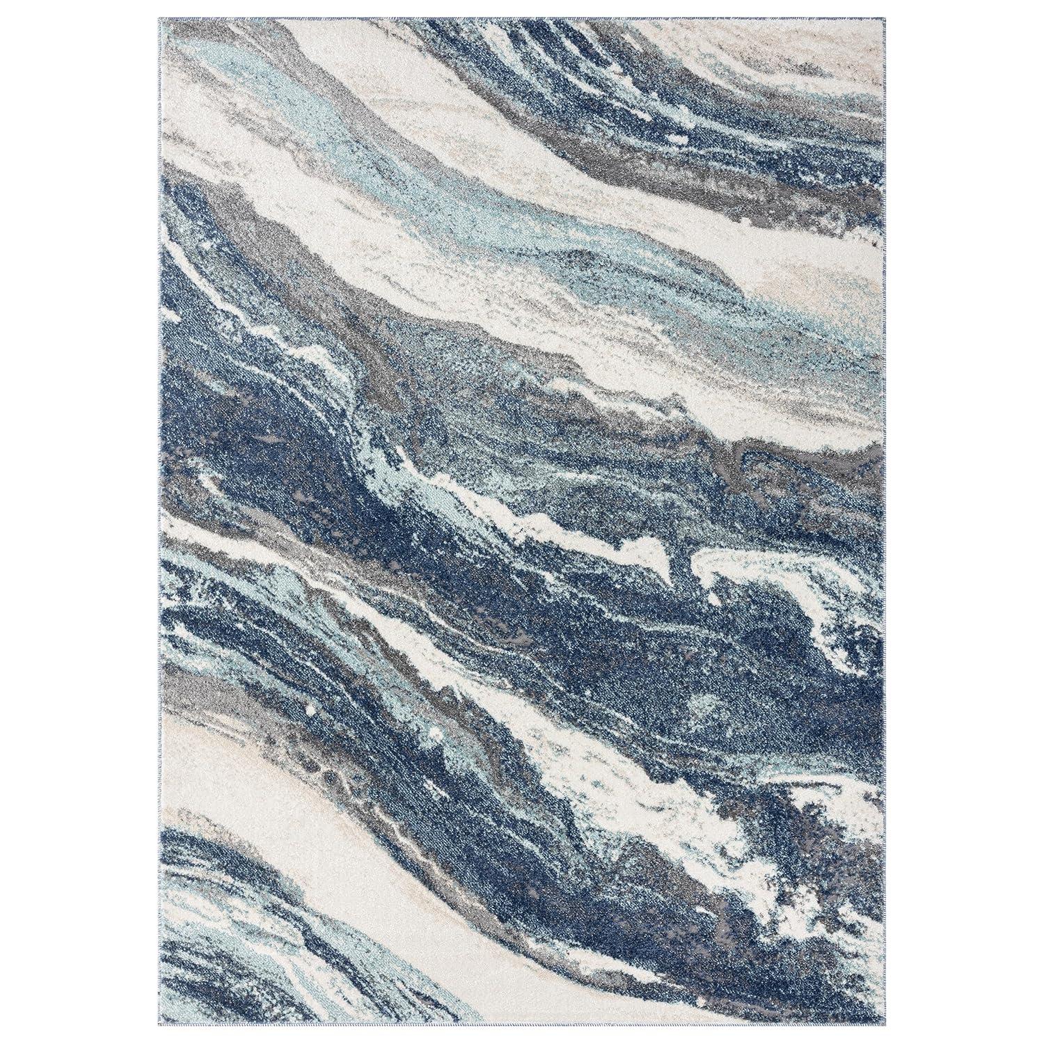 Luxe Weavers Modern Abstract Marble Area Rug, Blue 5x7