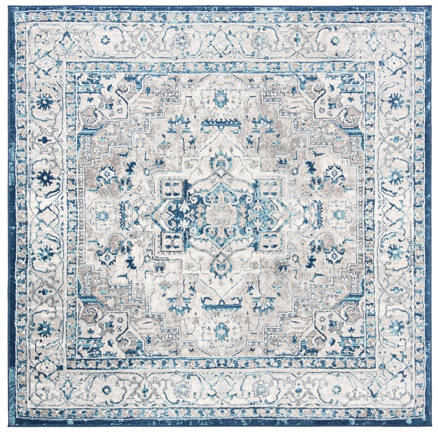 Brentwood BNT851 Power Loomed Indoor Area Rug - Light Grey/Blue - 5'x5' - Safavieh