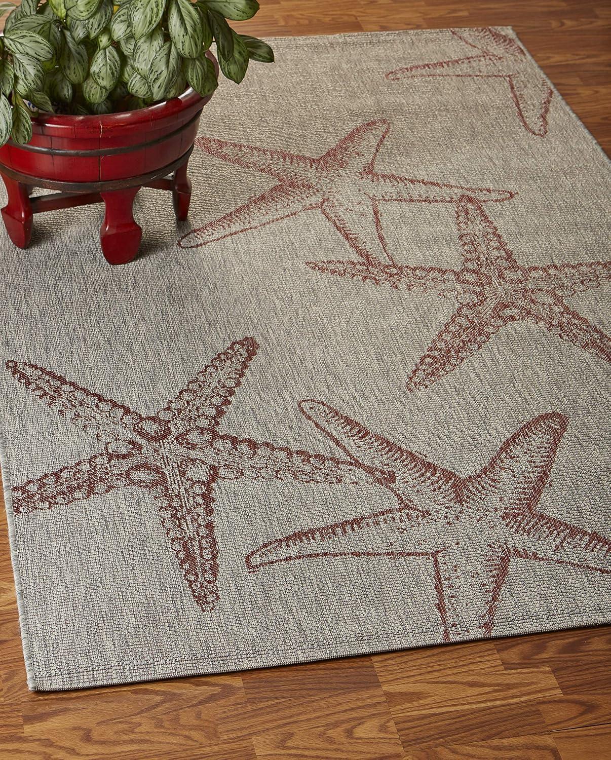 Ox Bay Carmindy Star Fish Indoor/Outdoor Area Rug, Coral / Beige, 7' 9" x 9' 5"