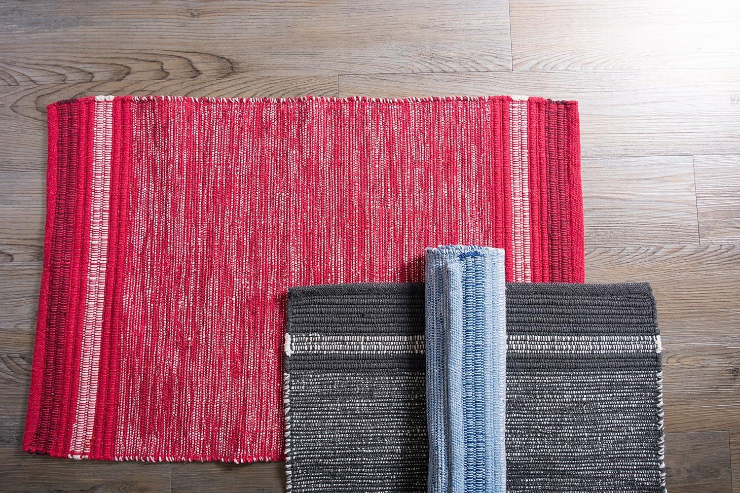 Handmade Red Cotton Reversible Striped 2x3' Rug