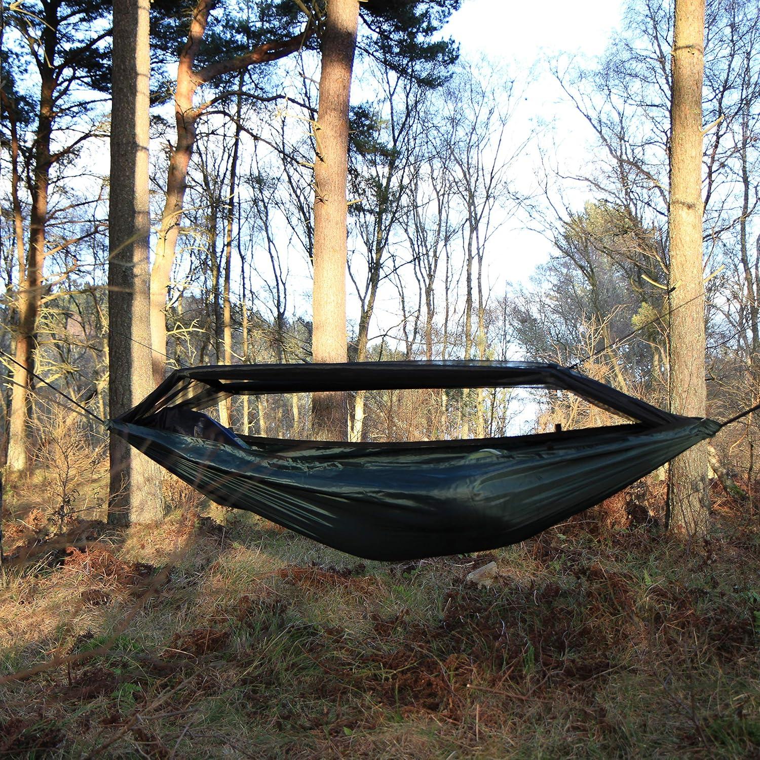 DD Hammocks Frontline Hammock - Olive Green - Portable Lightweight Camping Jungle Hammock with Mosquito Net for Outdoor Backpacking & Hiking