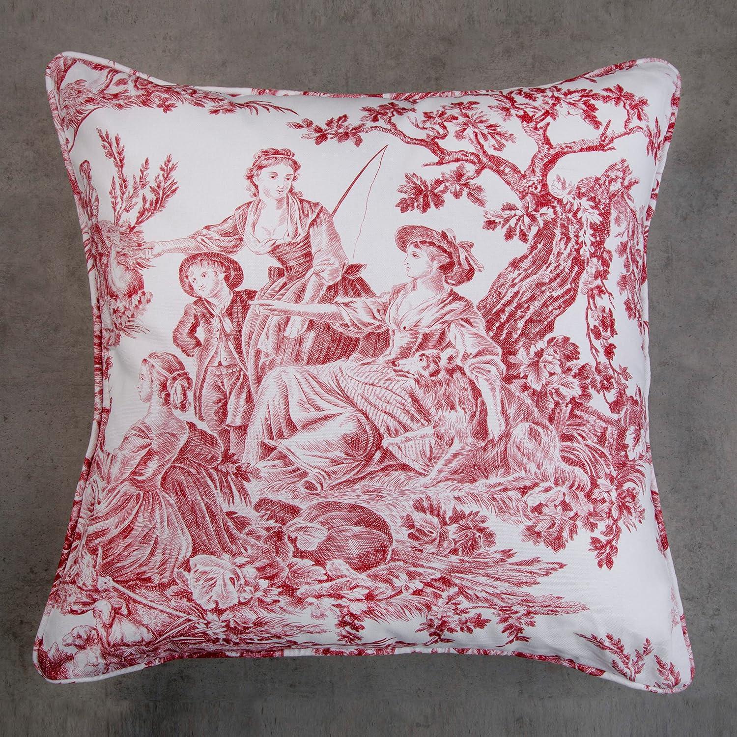 Maison d' Hermine Decorative Pillow Covers 18 x 18 Inch Square 100% Cotton Throw pillow Covers with invisible Zipper Cushion Case for Living Room Couch, Chair, Sofas, Bedroom, Home (Calais - Cardinal)