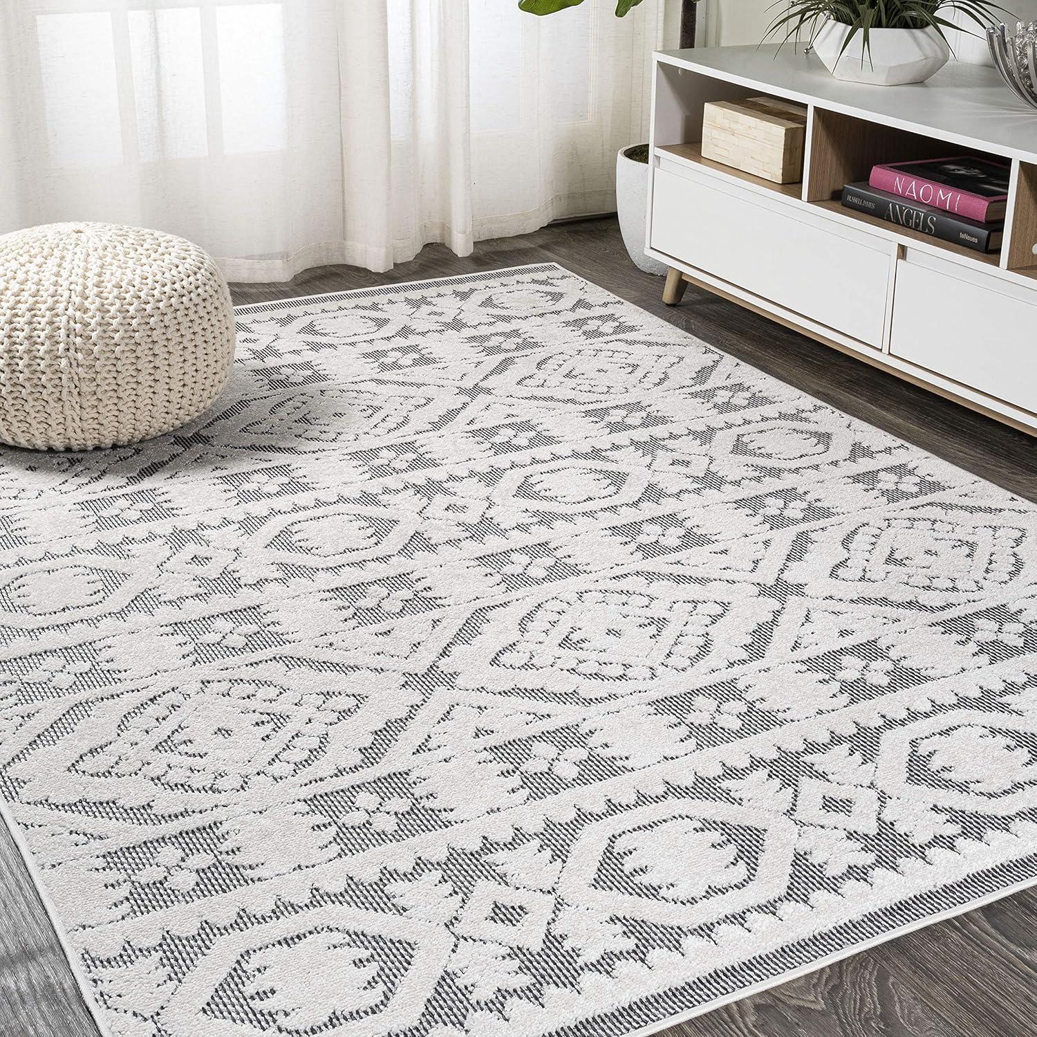 Citta High-Low Pile Mediterranean Tile Indoor/Outdoor Area Rug  - JONATHAN Y