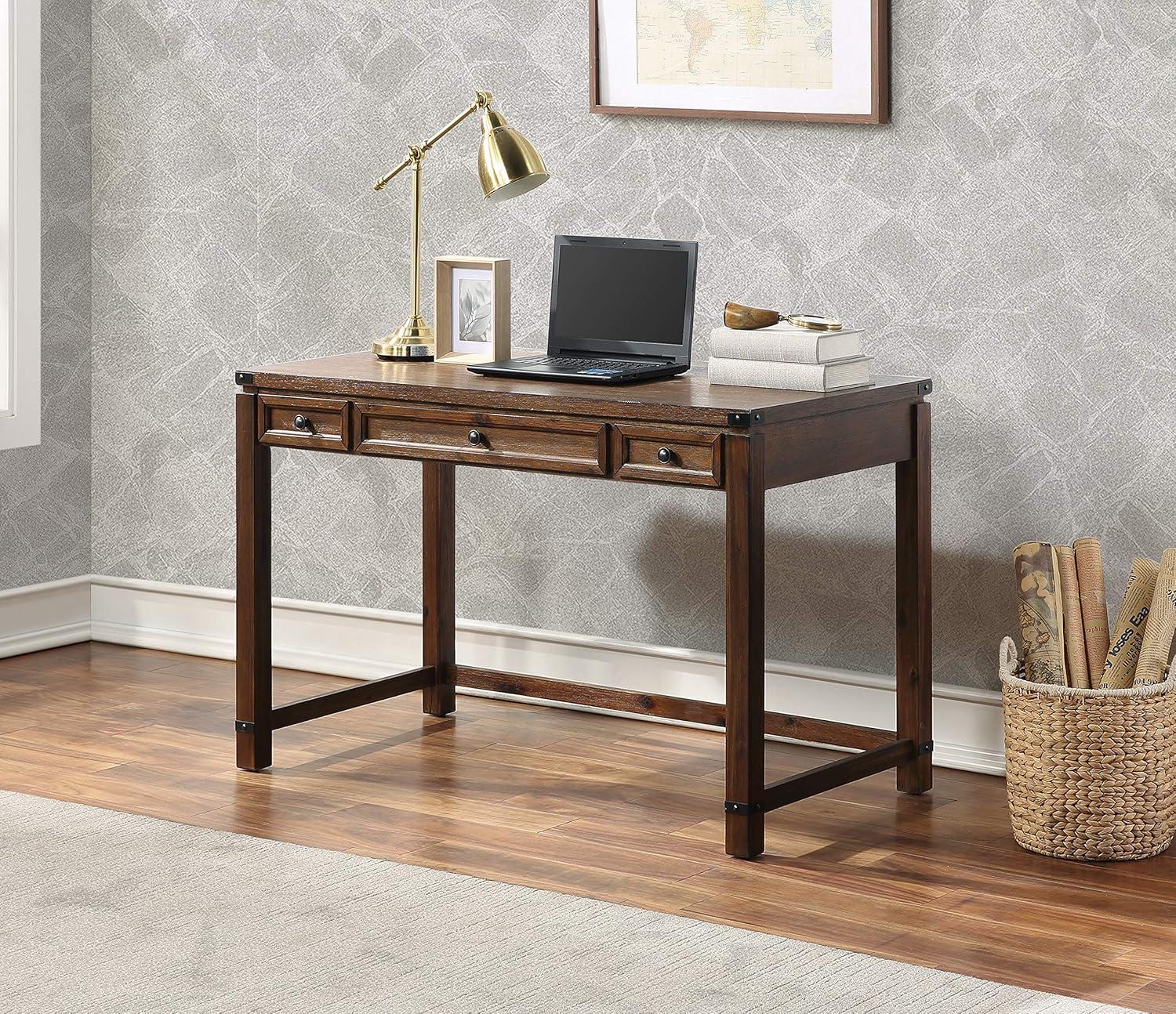 Baton Rouge Home Office Writing Desk in Brushed Walnut Finish Engineered Wood