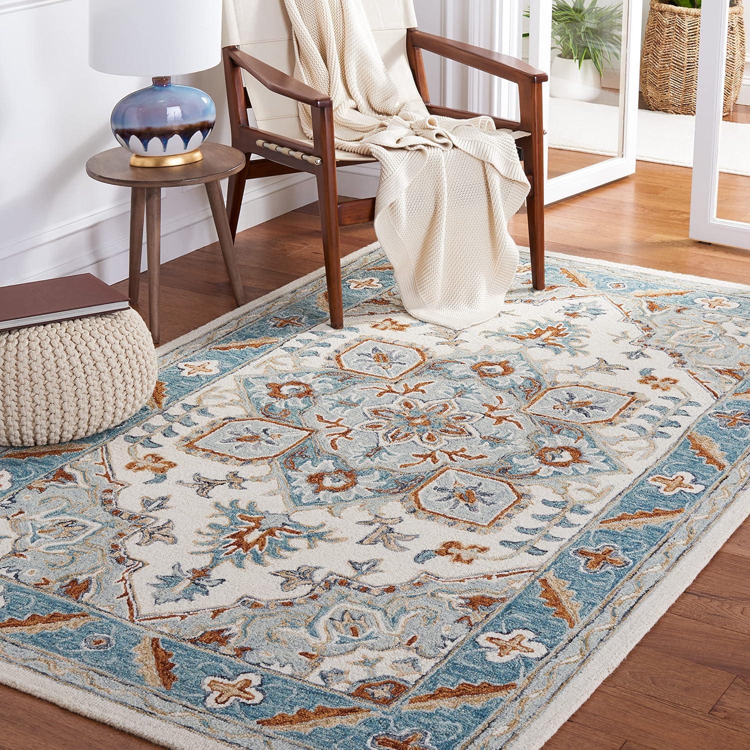 Metro MET352 Hand Tufted Indoor Area Rug - Ivory/Blue - 5'x8' - Safavieh
