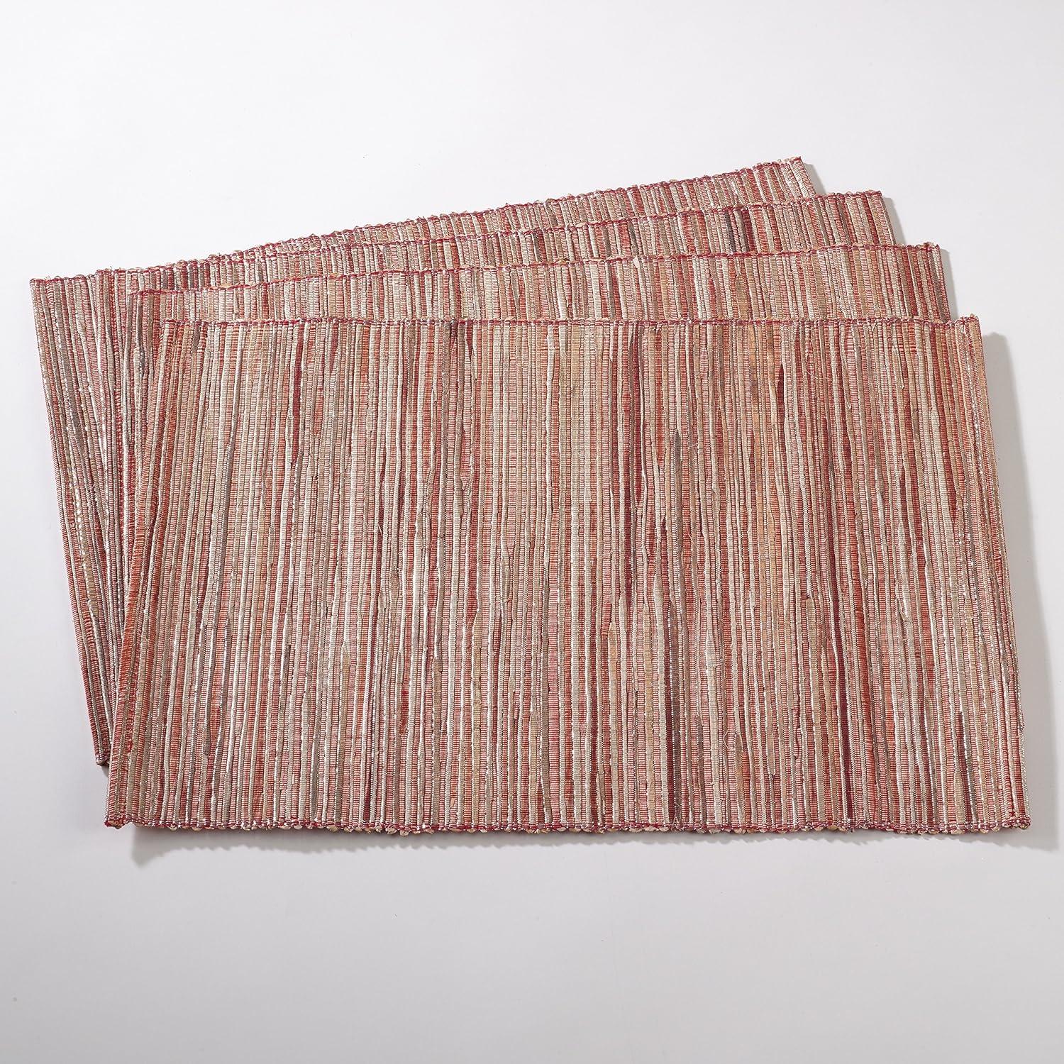 Saro Lifestyle Water Hyacinth Woven Placemats With Shimmering Accents, Turquoise, (Set of 4 pcs)