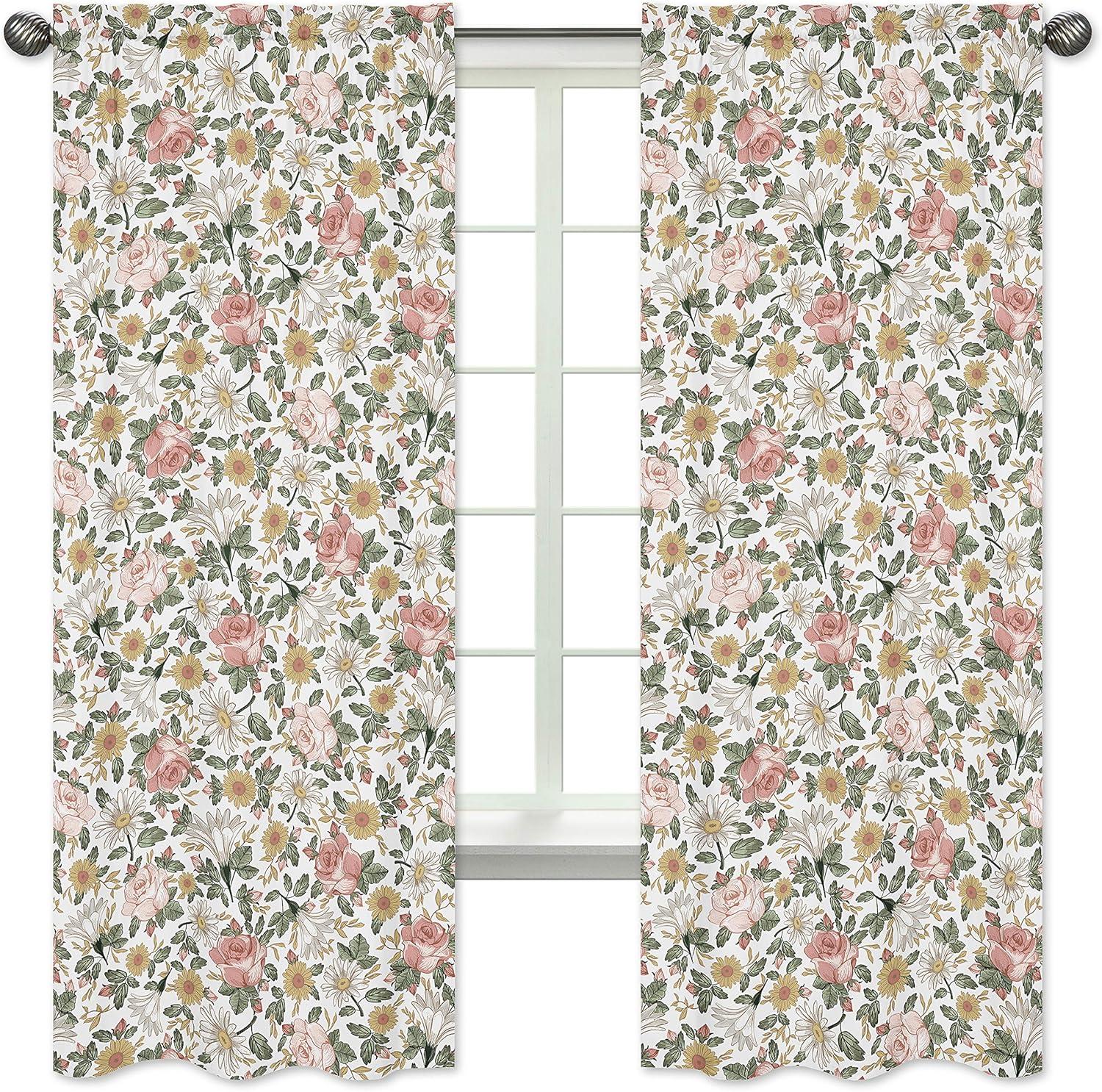 Sweet Jojo Designs Vintage Floral Semi-Sheer Rod Pocket Curtain Panels (Set of 2)