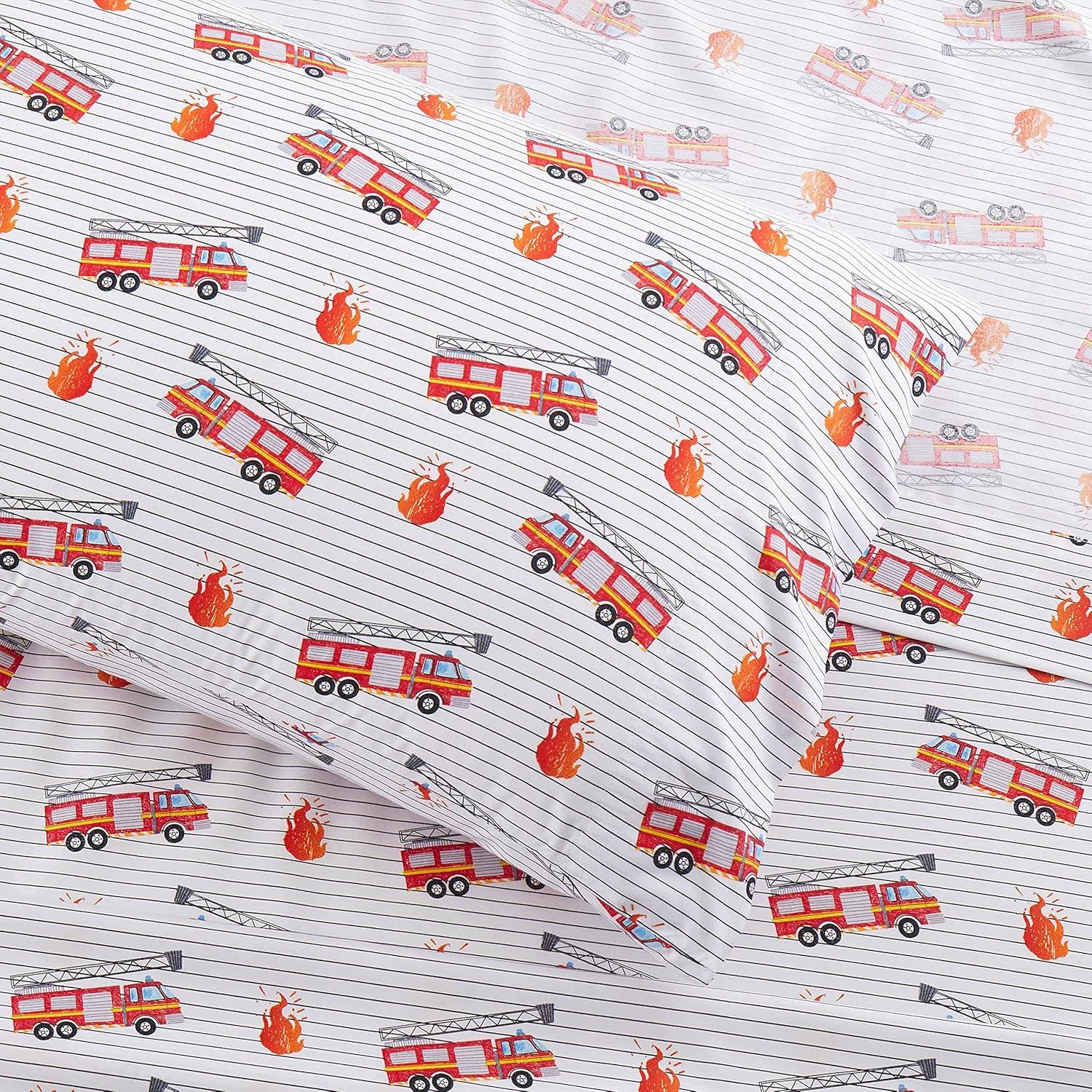 Fire Engine Truck Microfiber Kids' Sheet Set By Sweet Home Collection®