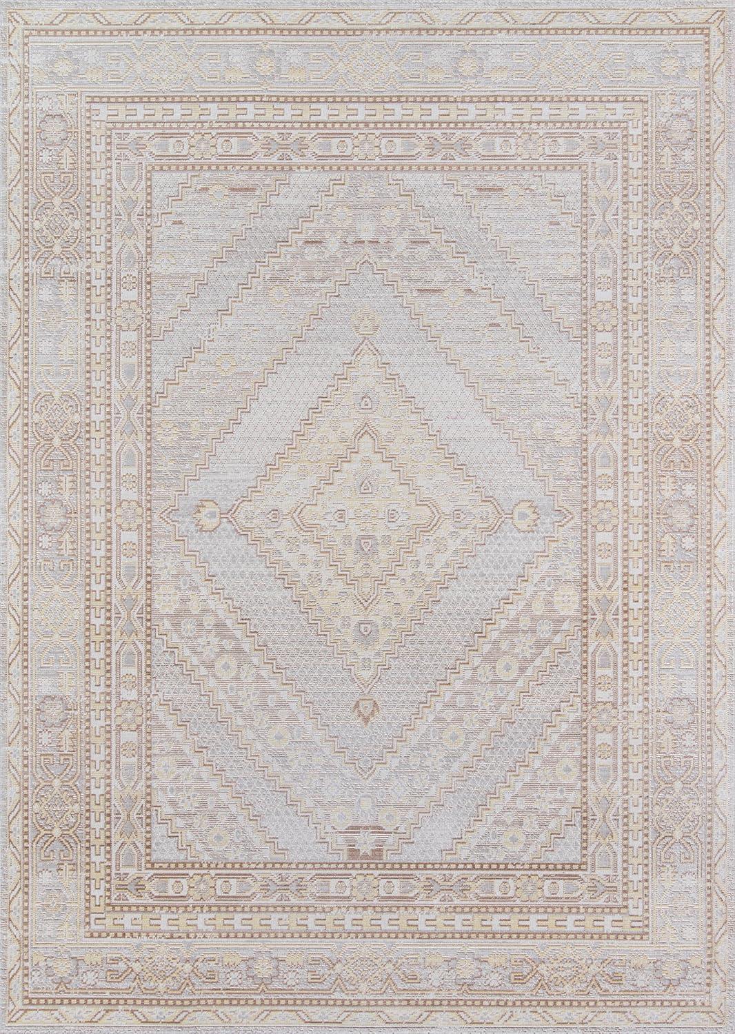 Isabella Pastel Grey Beige Synthetic Rectangular Rug 5'3" x 7'3"