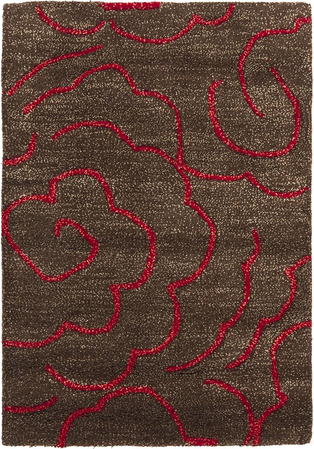 SAFAVIEH Soho Trinity Floral Wool Area Rug, Chocolate/Red, 2' x 3'