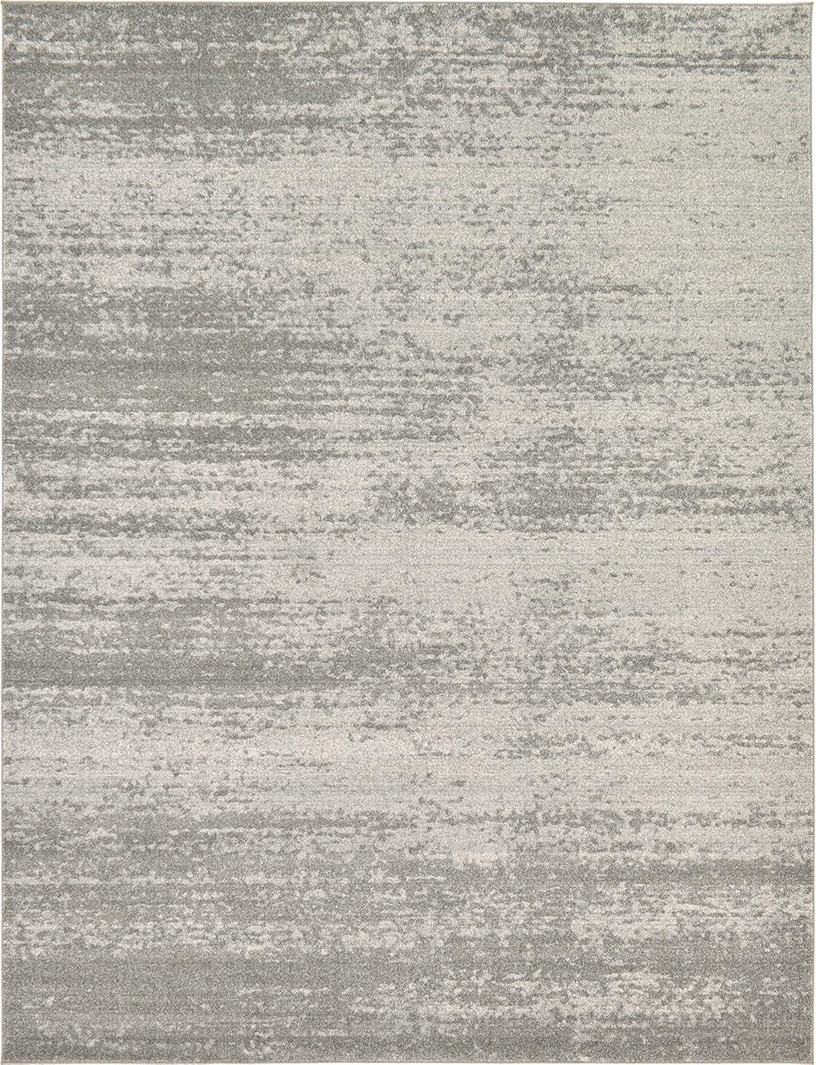 Elysian Gray Solid Synthetic 9' x 12' Easy-Care Area Rug