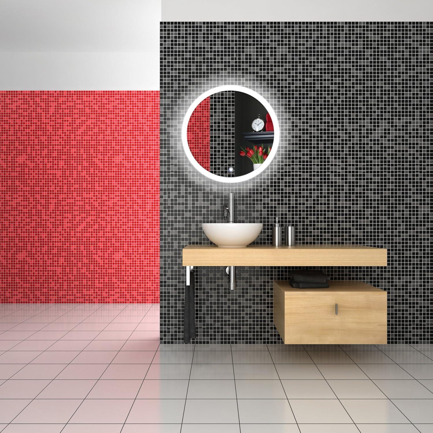 27" Round Polished Aluminum Frameless Vanity Mirror