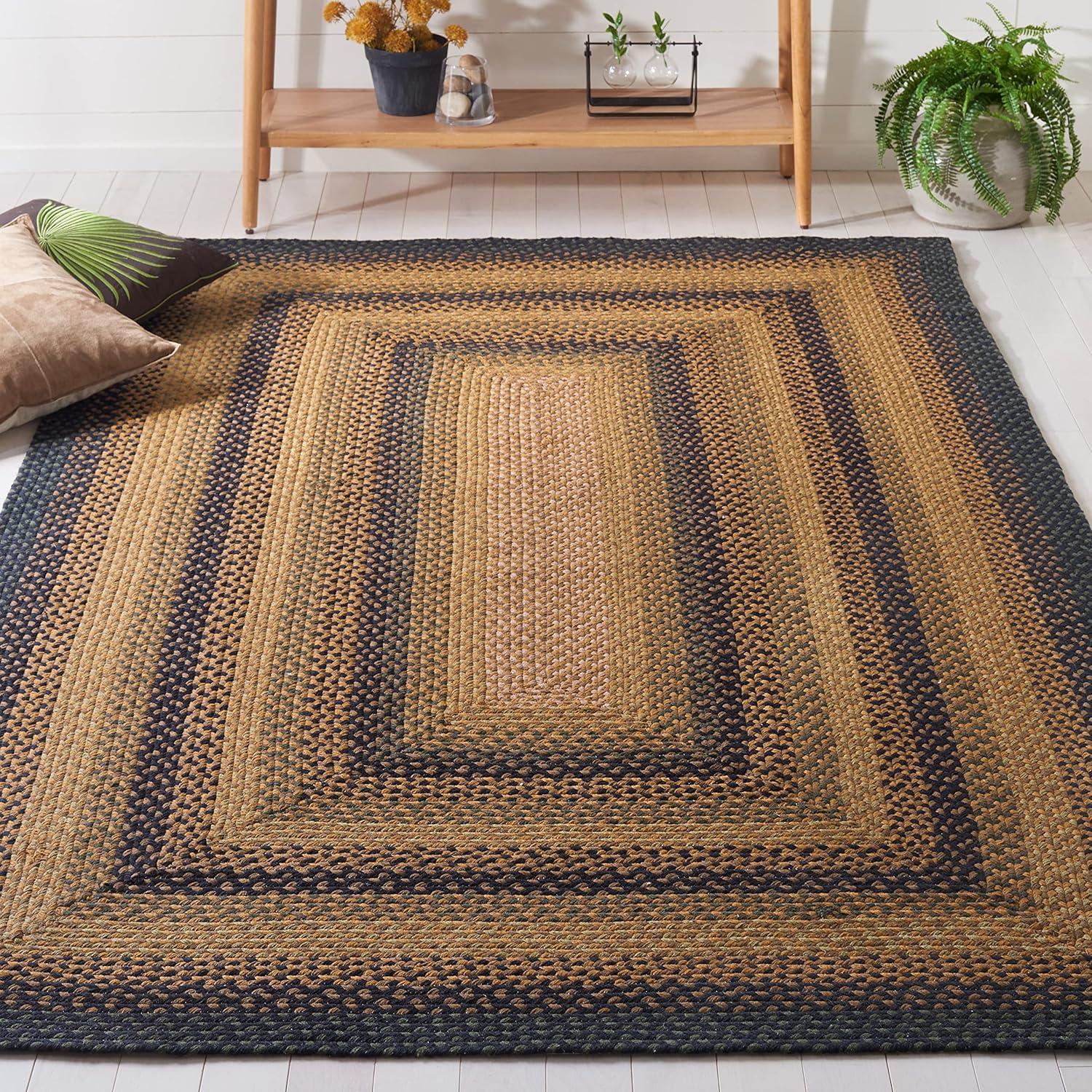 Braided BRD651 Flat Weave Indoor Area Rug - Gold/Sage - 4'x6' - Safavieh